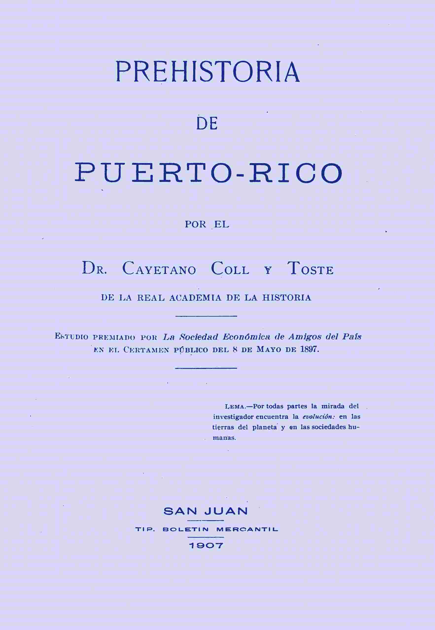 Prehistoria de Puerto-Rico cover