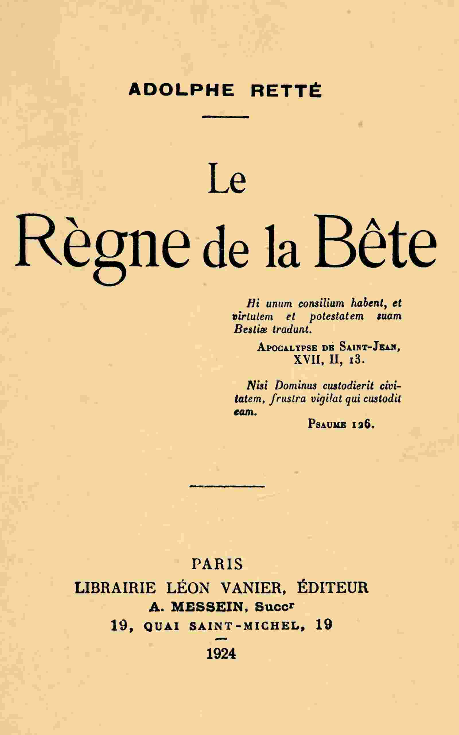 Le règne de la bête cover