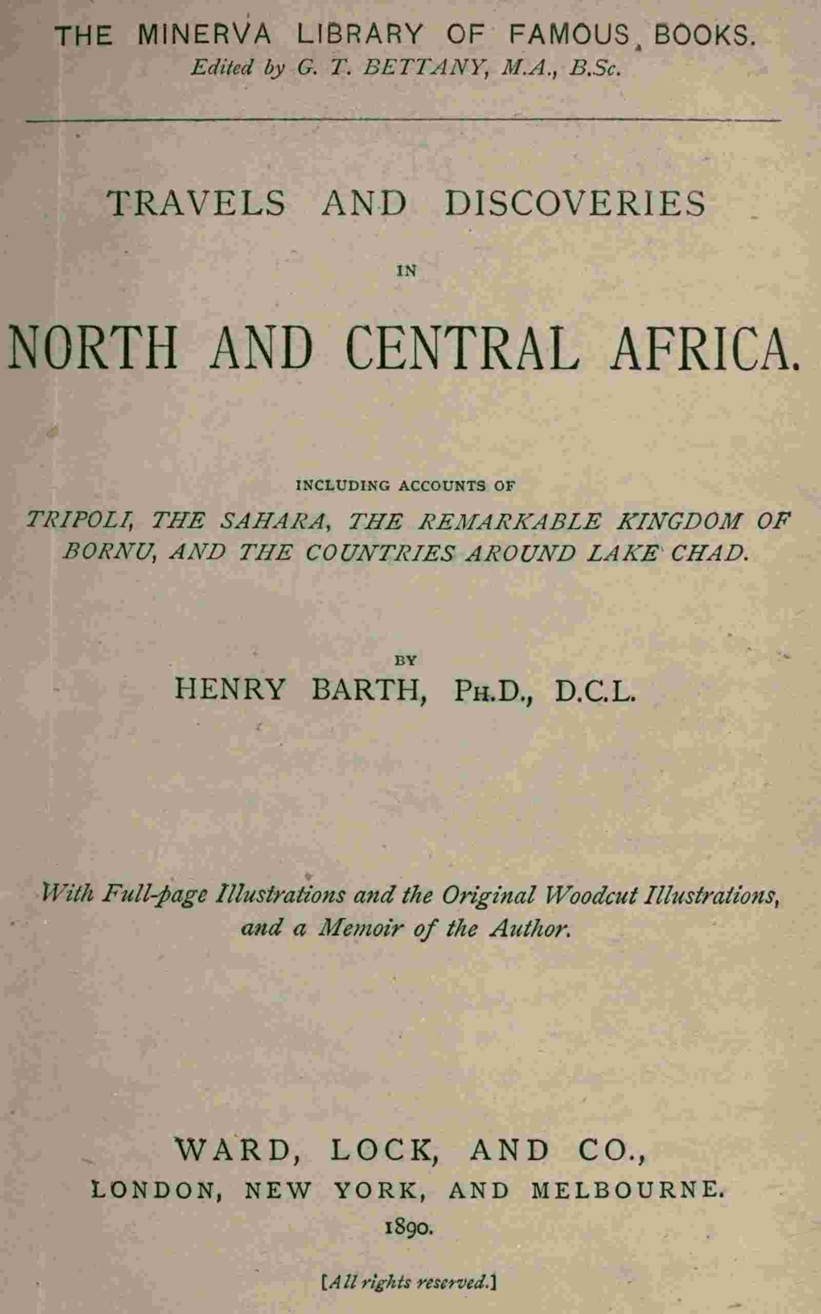 Travels and discoveries in North and Central Africa cover