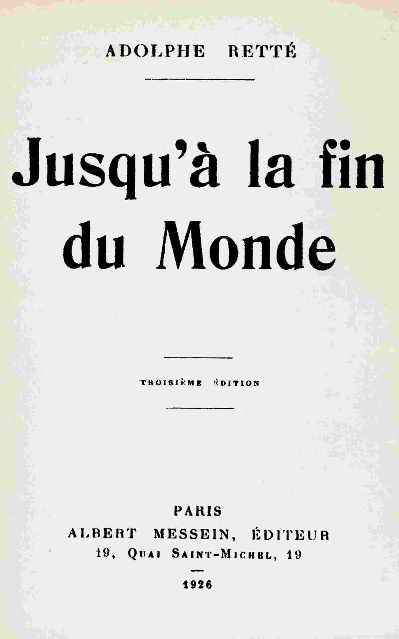 Jusqu'à la fin du monde cover