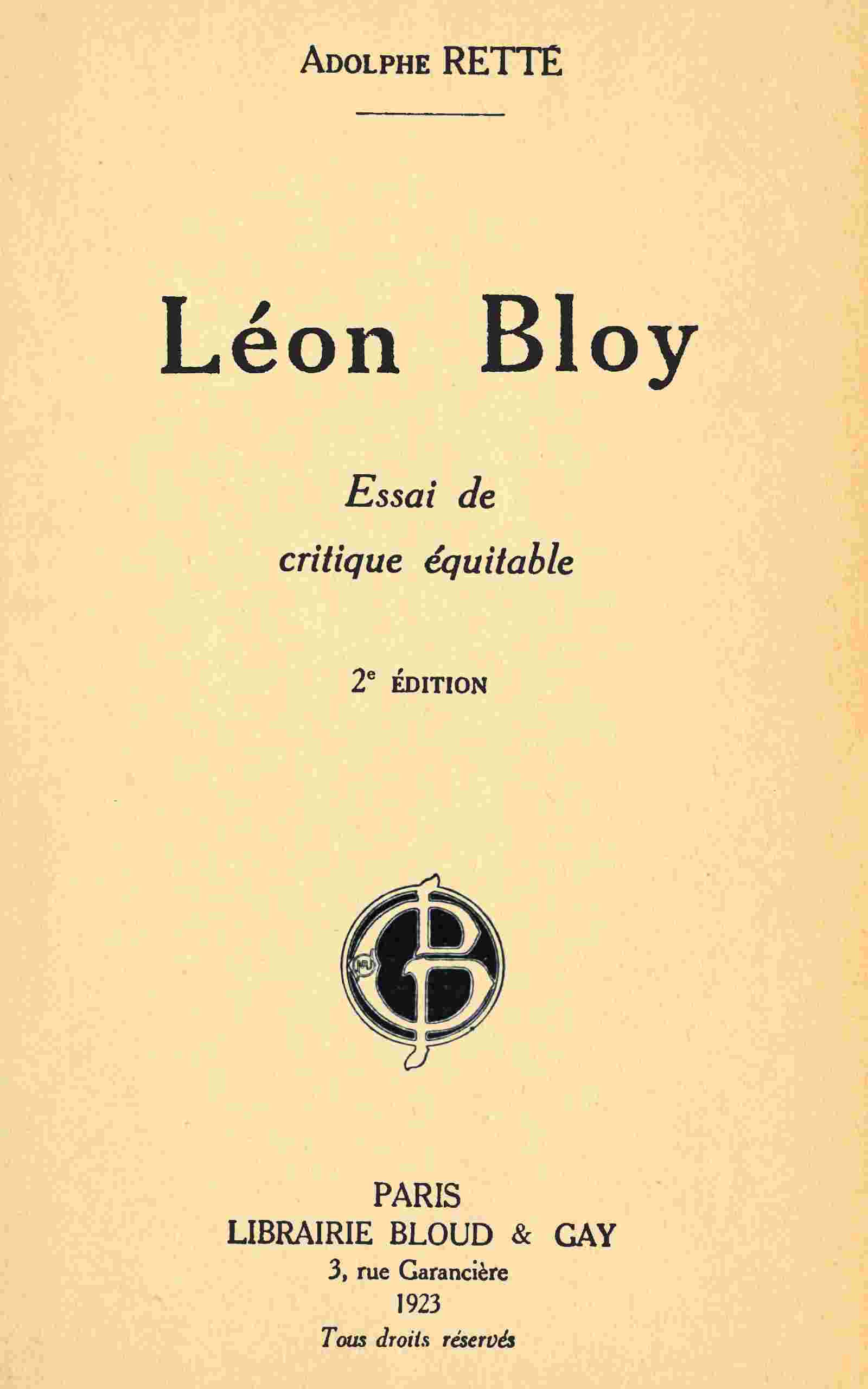 Léon Bloy : Essai de critique équitable cover