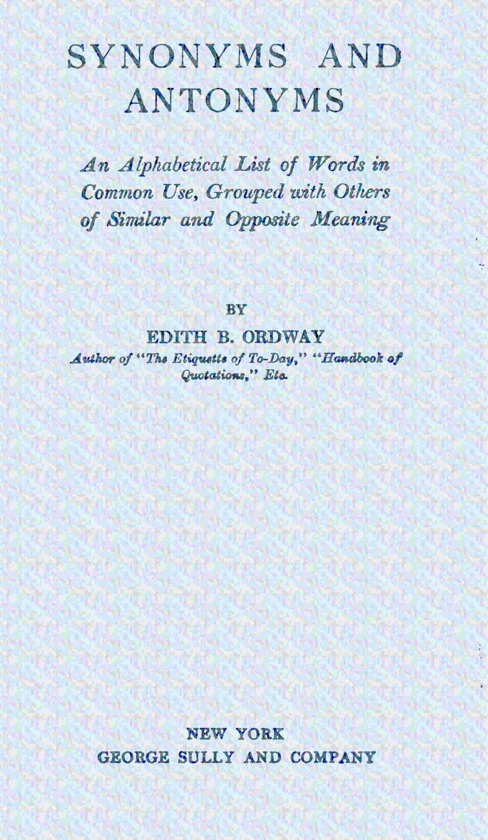 Synonyms and antonyms cover
