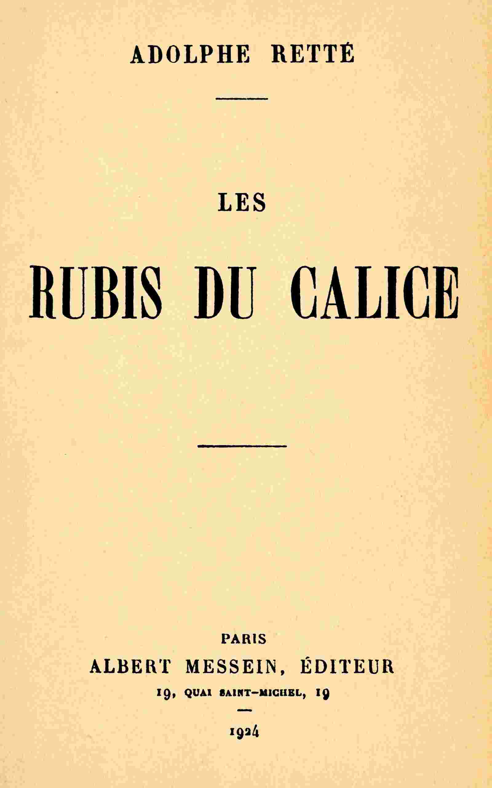 Les rubis du calice cover