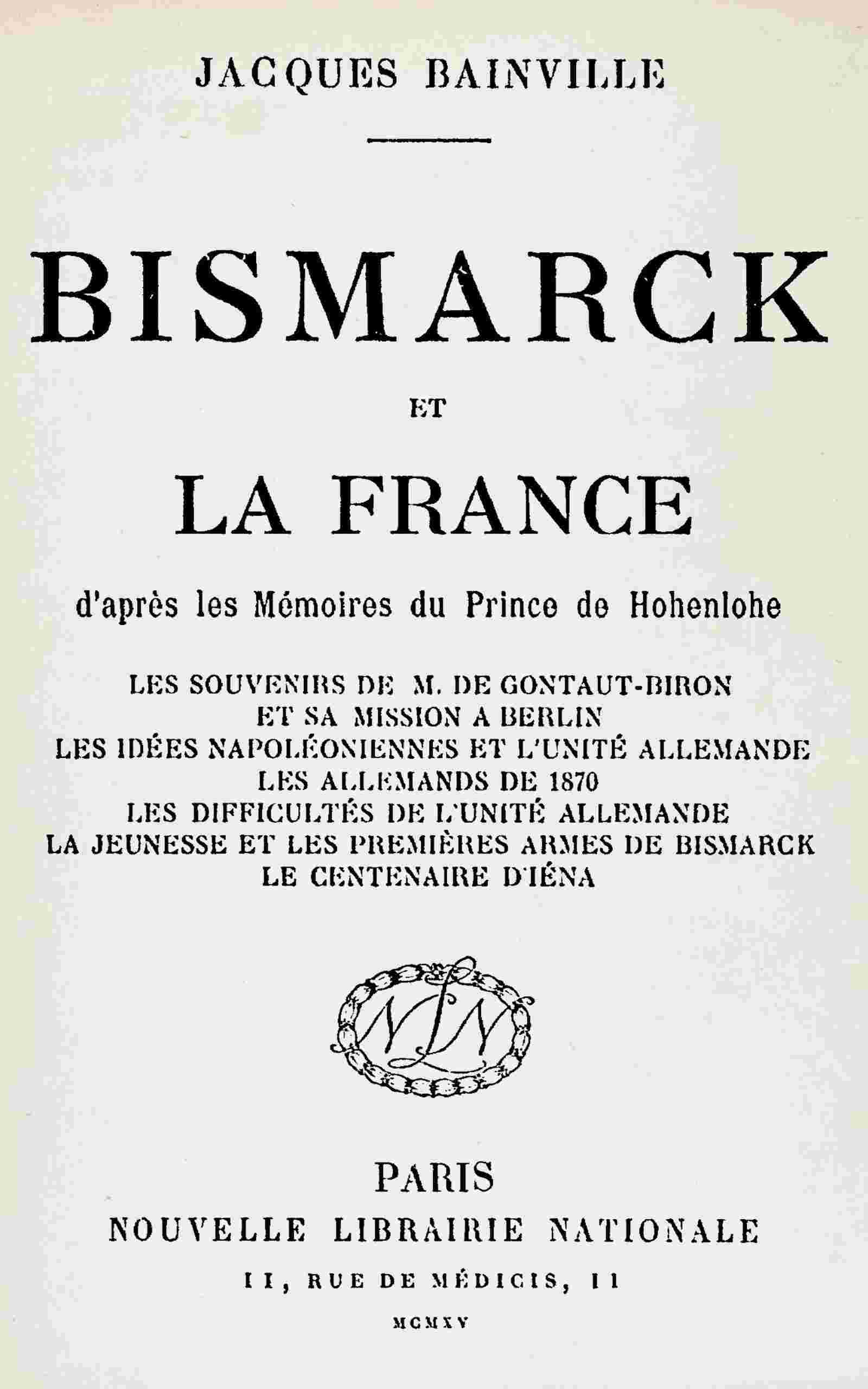 Bismarck et la France cover