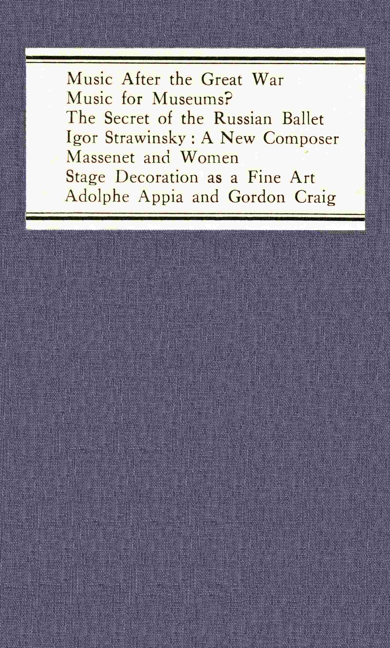 Music after the great war, and other studies cover