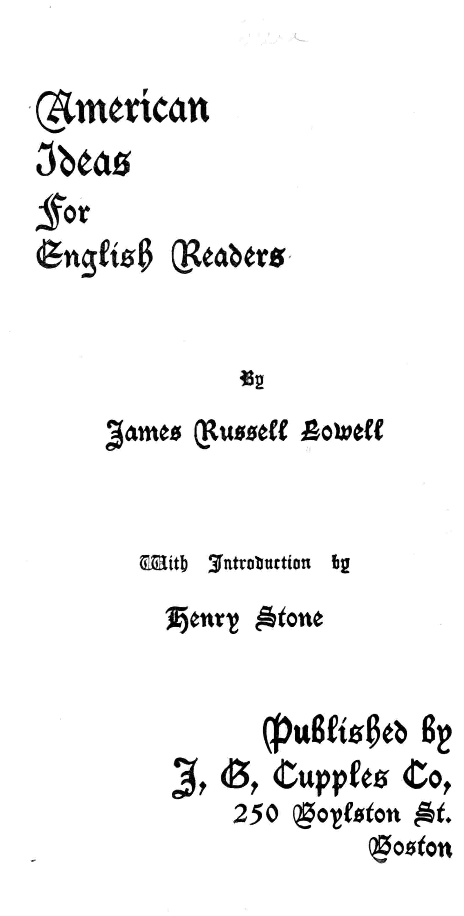 American ideas for English readers cover