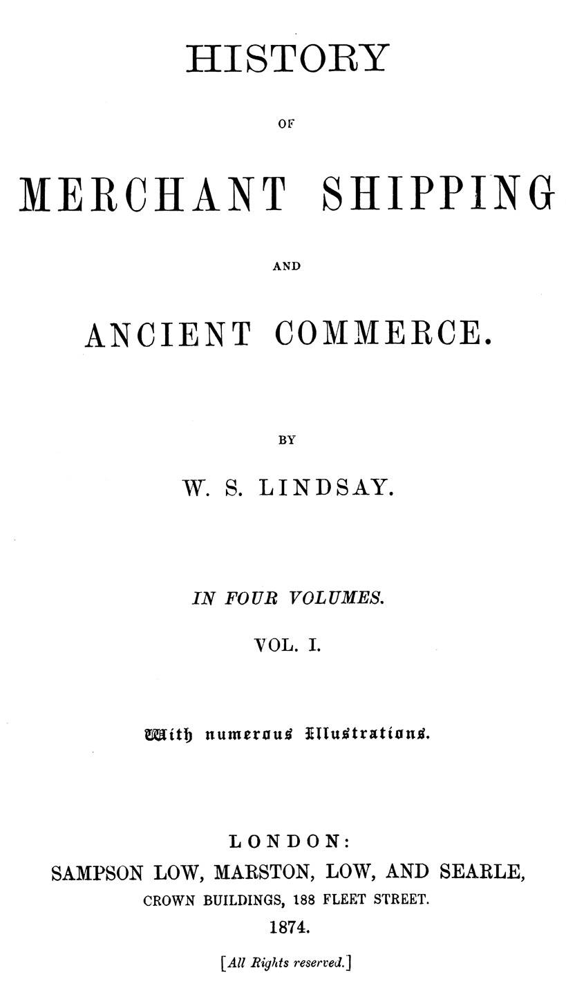 History of merchant shipping and ancient commerce, Volume 1 (of 4) cover