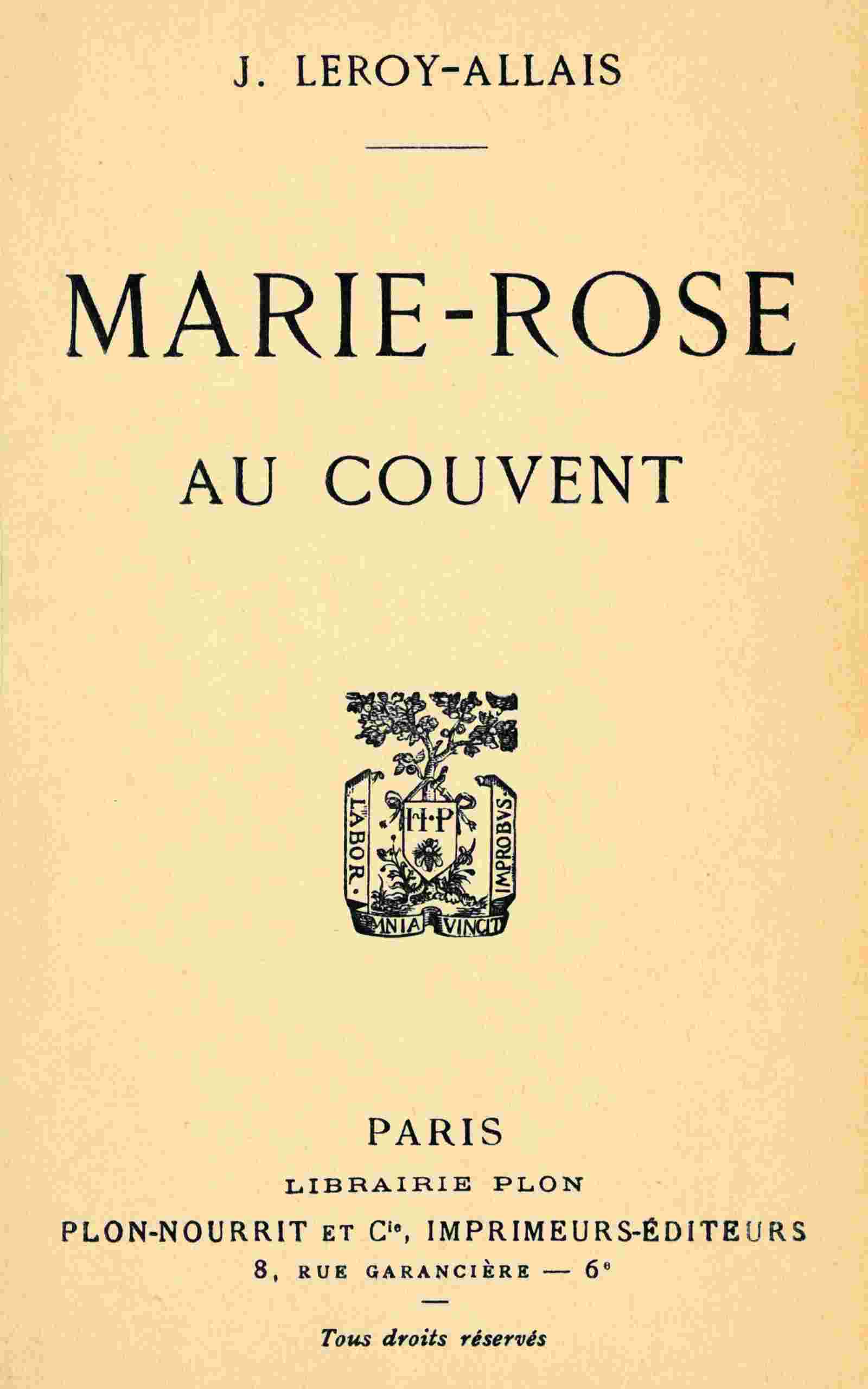Marie-Rose au couvent cover