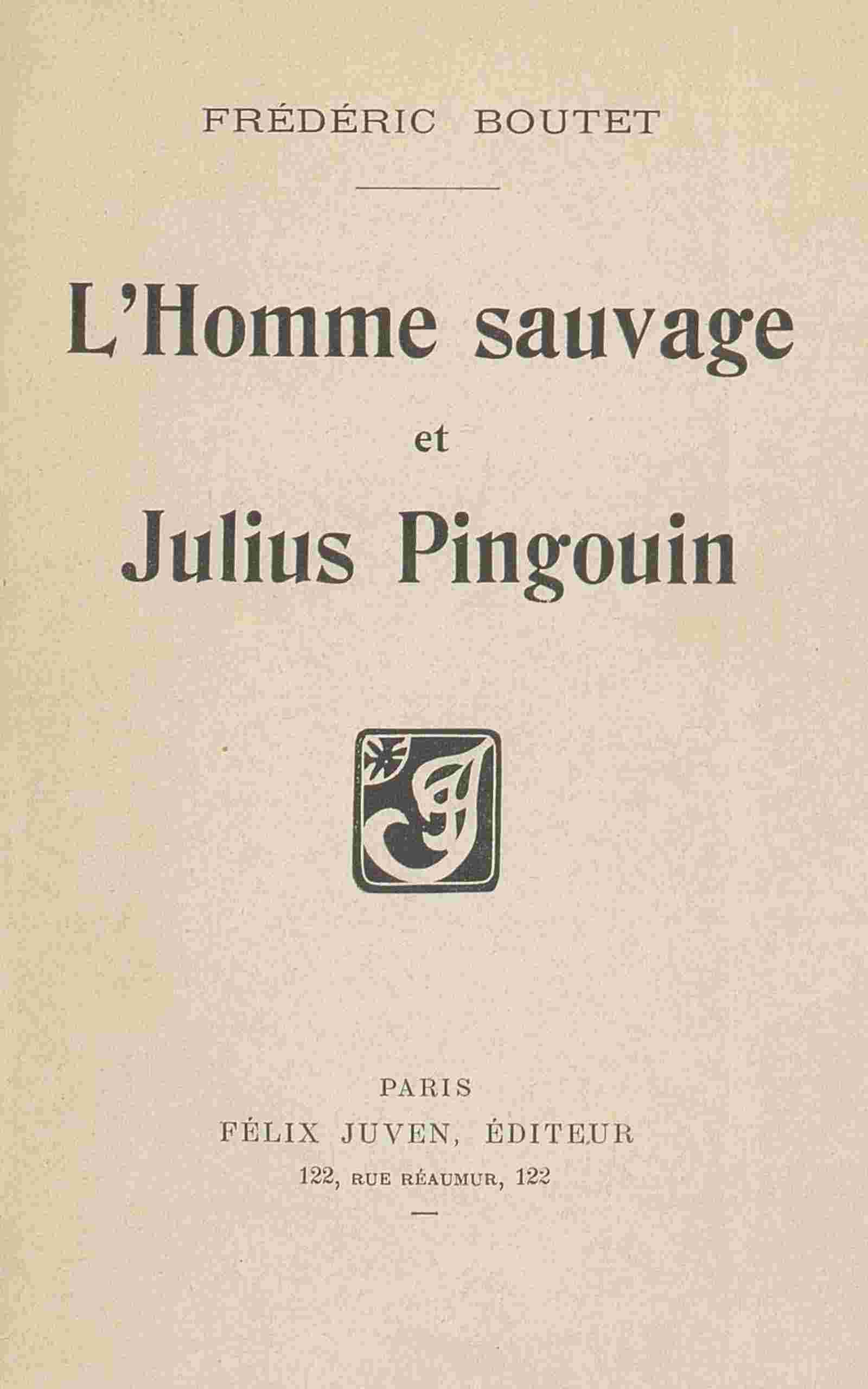L'homme sauvage et Julius Pingouin cover