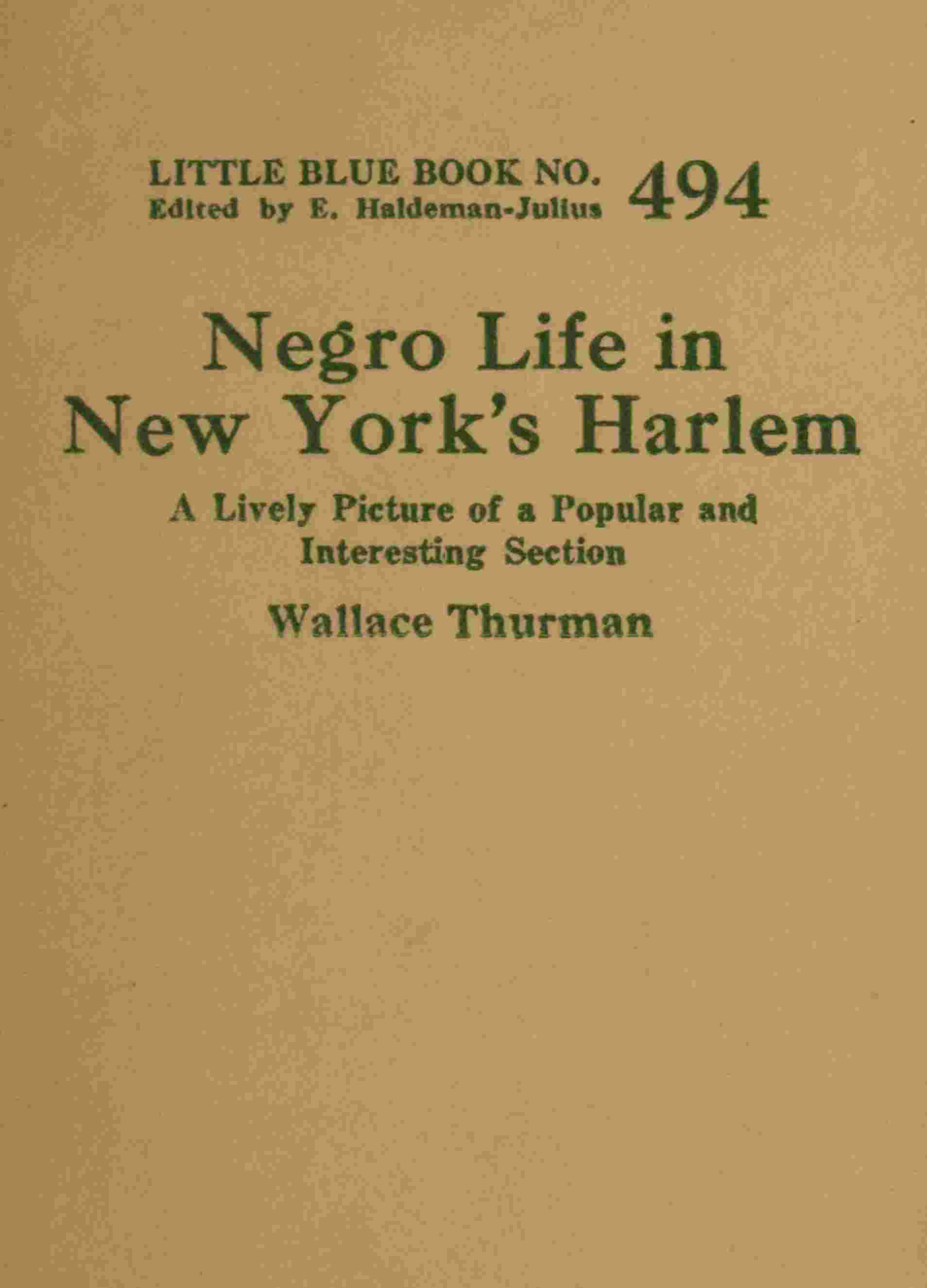 Negro life in New York's Harlem cover