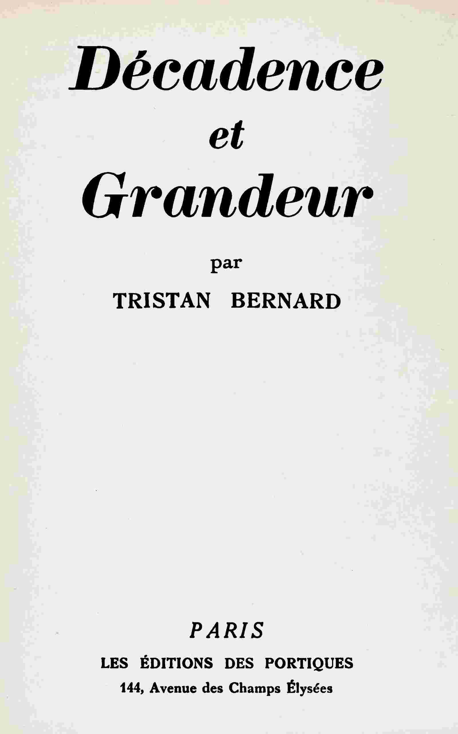 Décadence et grandeur cover