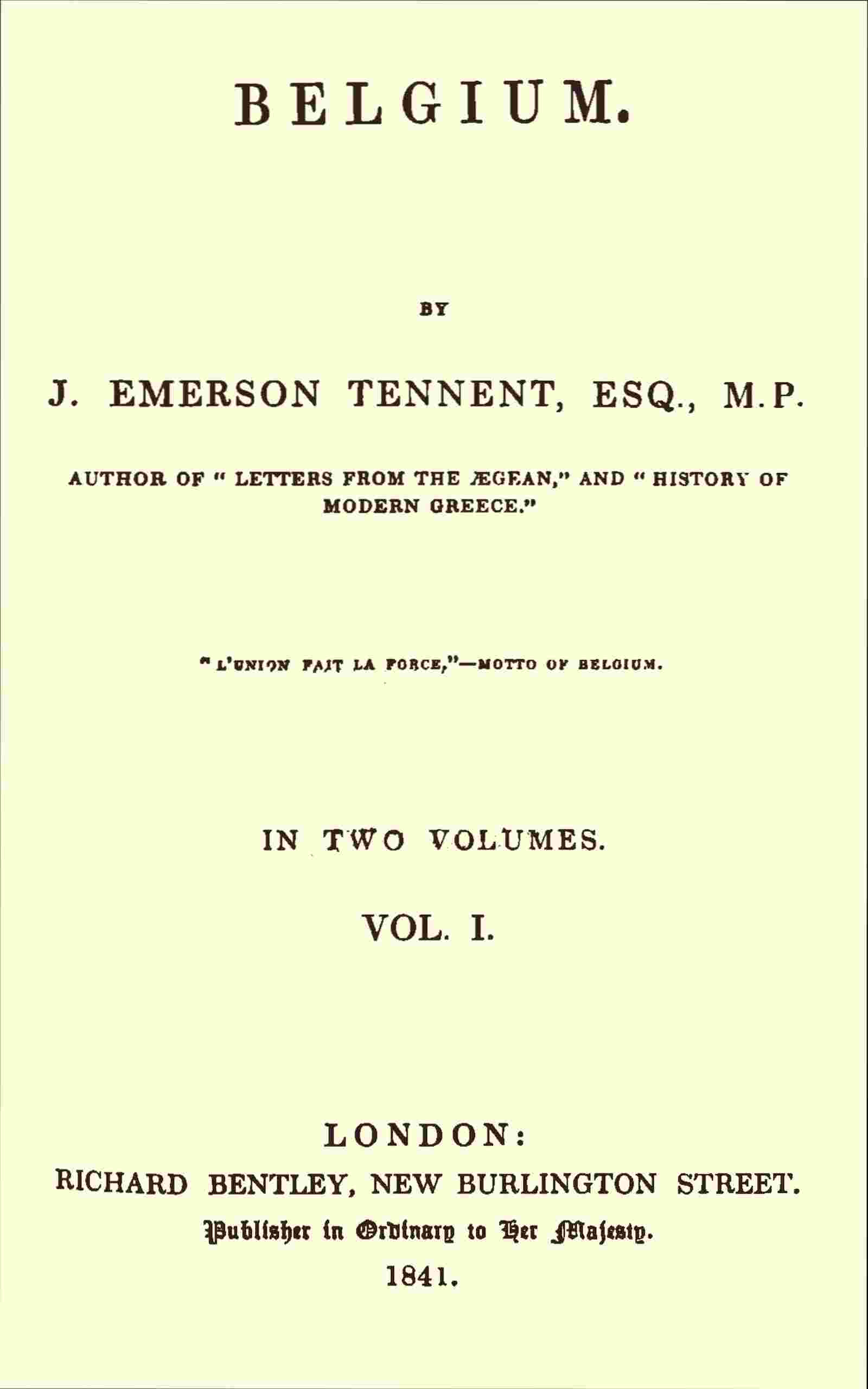 Belgium, Vol. 1 (of 2) cover