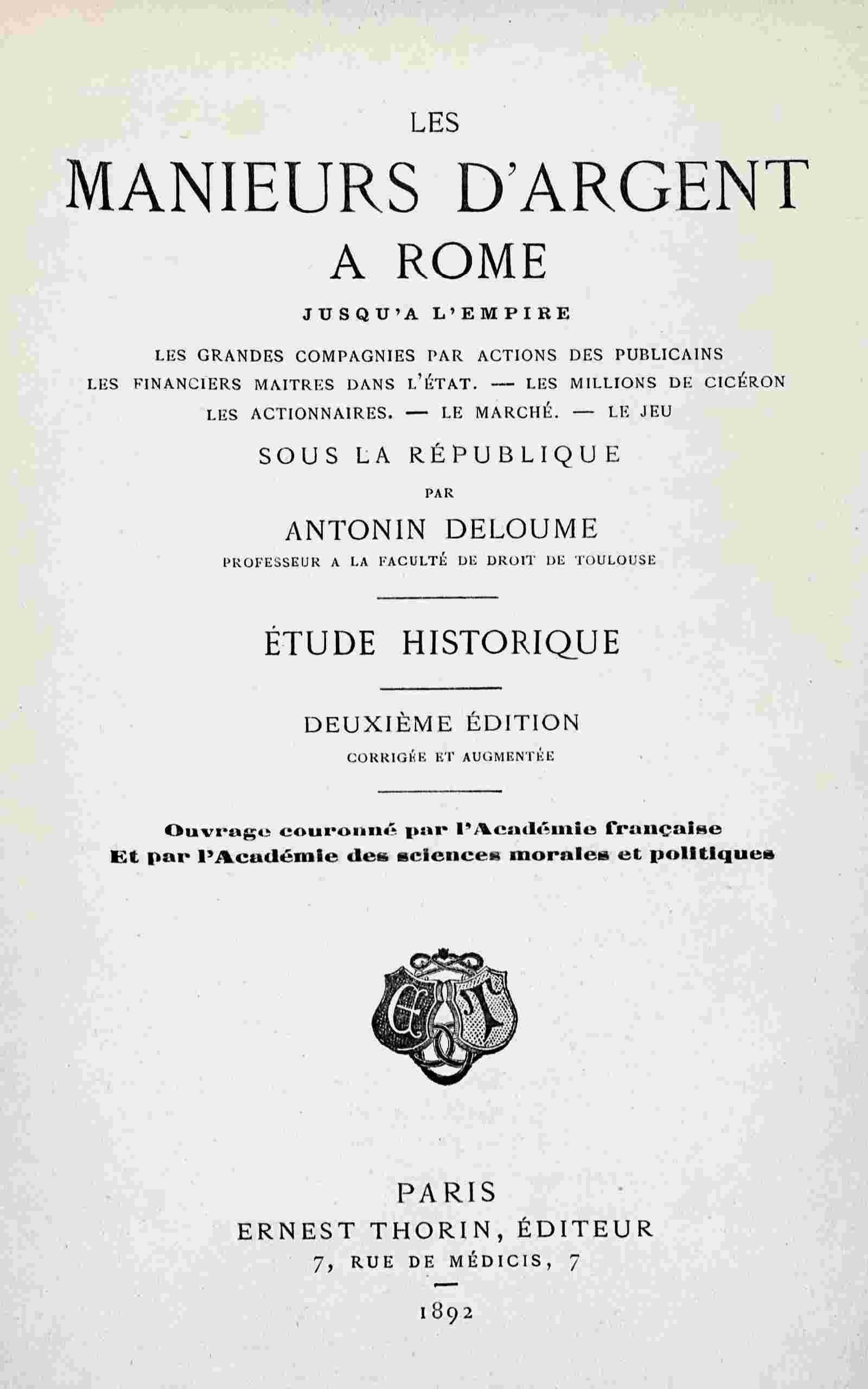 Les manieurs d'argent à Rome jusqu'à l'Empire cover