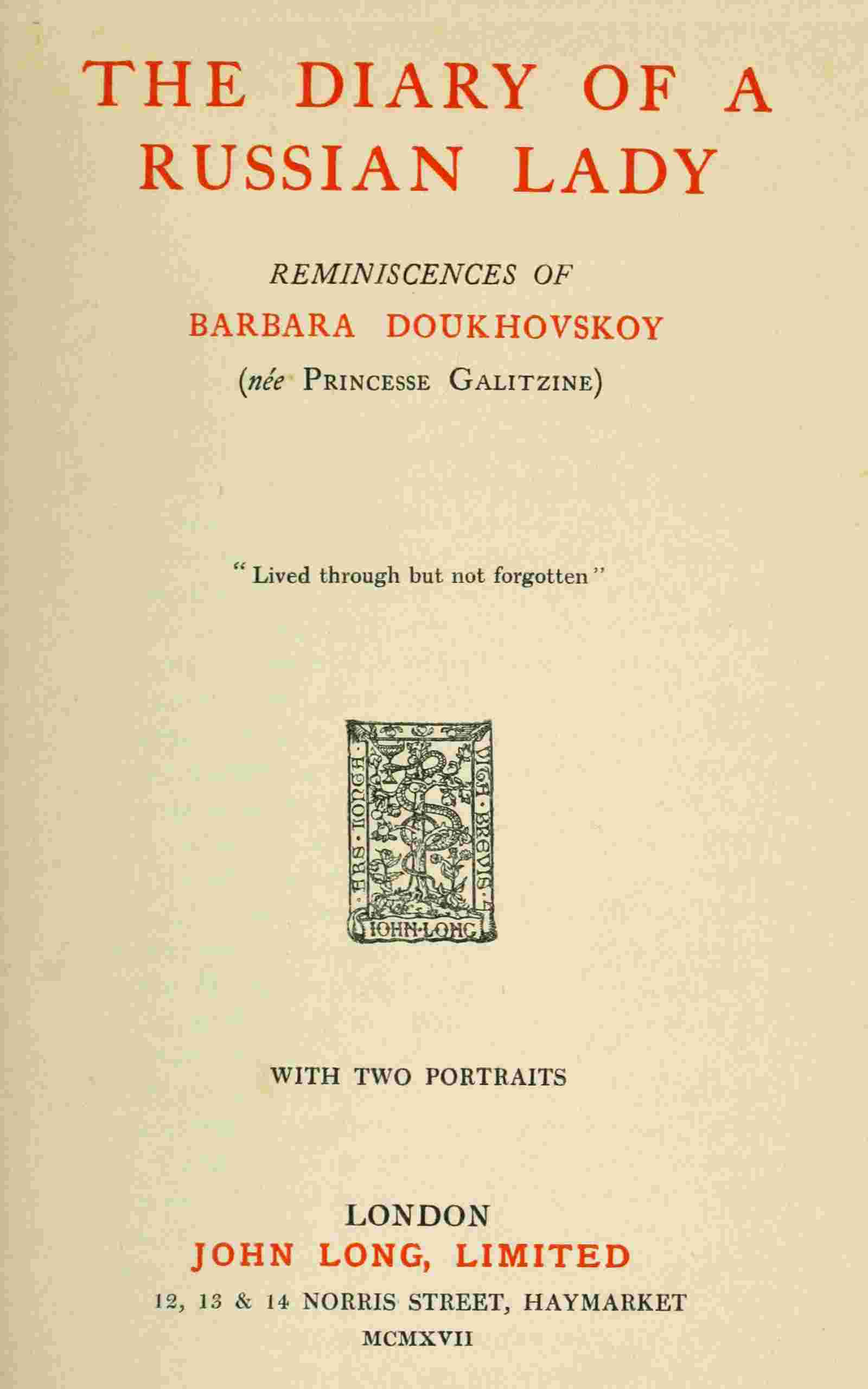 The diary of a Russian lady cover