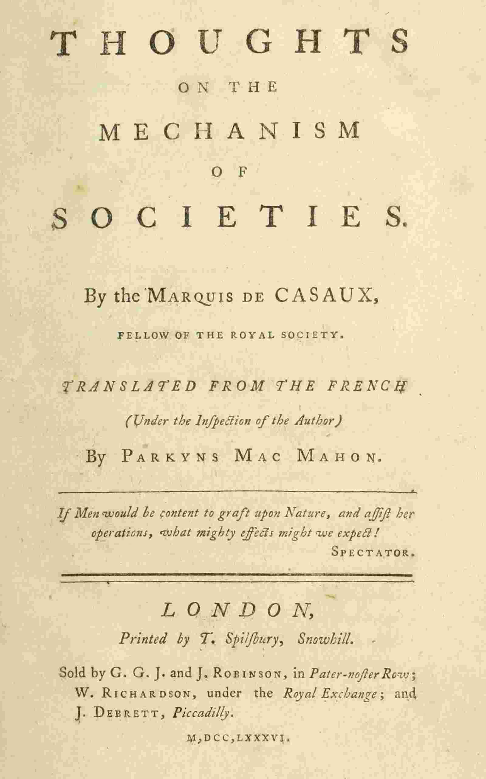 Thoughts on the mechanism of societies cover