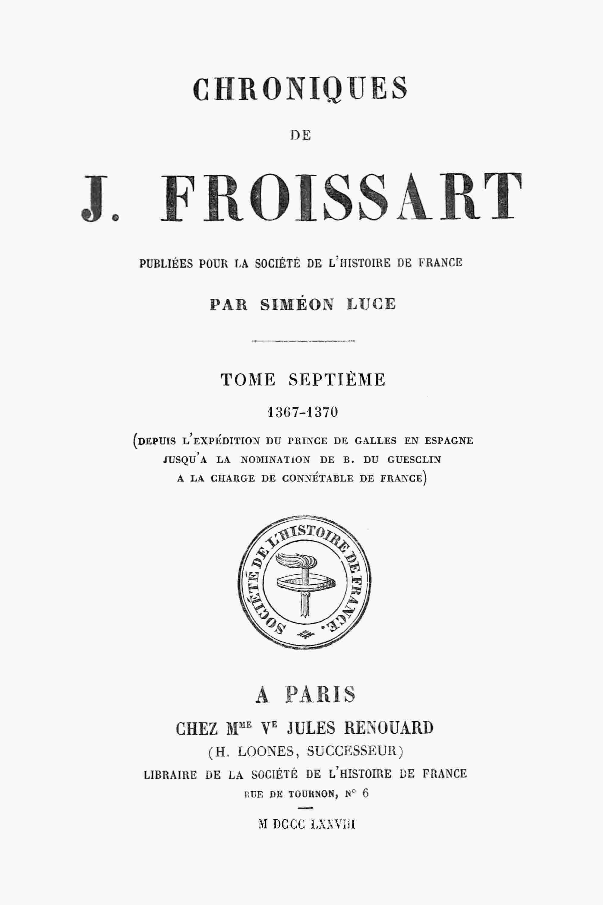 Chroniques de J. Froissart, tome 07/13 cover