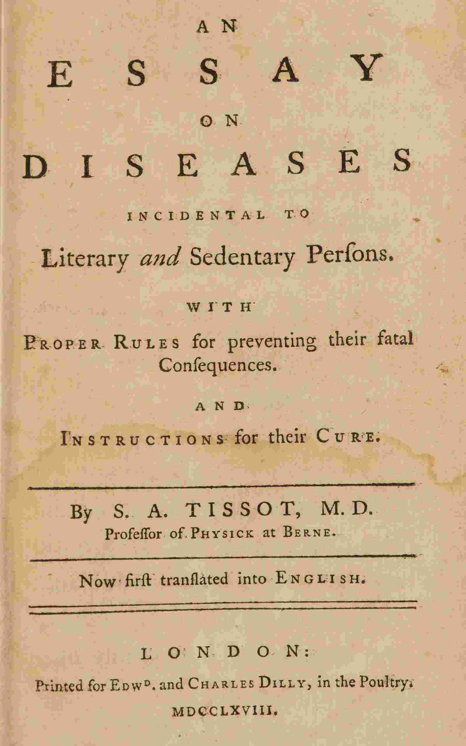 An essay on diseases incidental to literary and sedentary persons cover