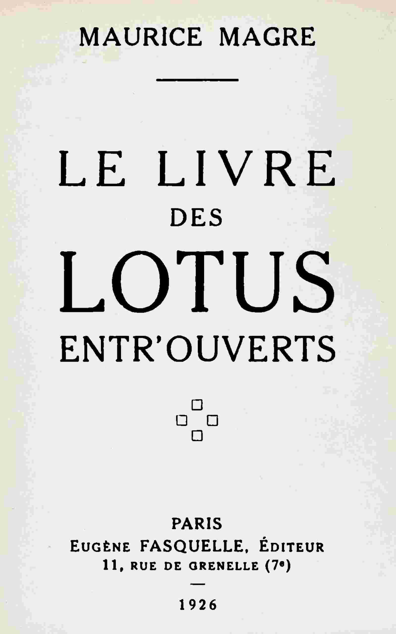 Le livre des lotus entr'ouverts cover