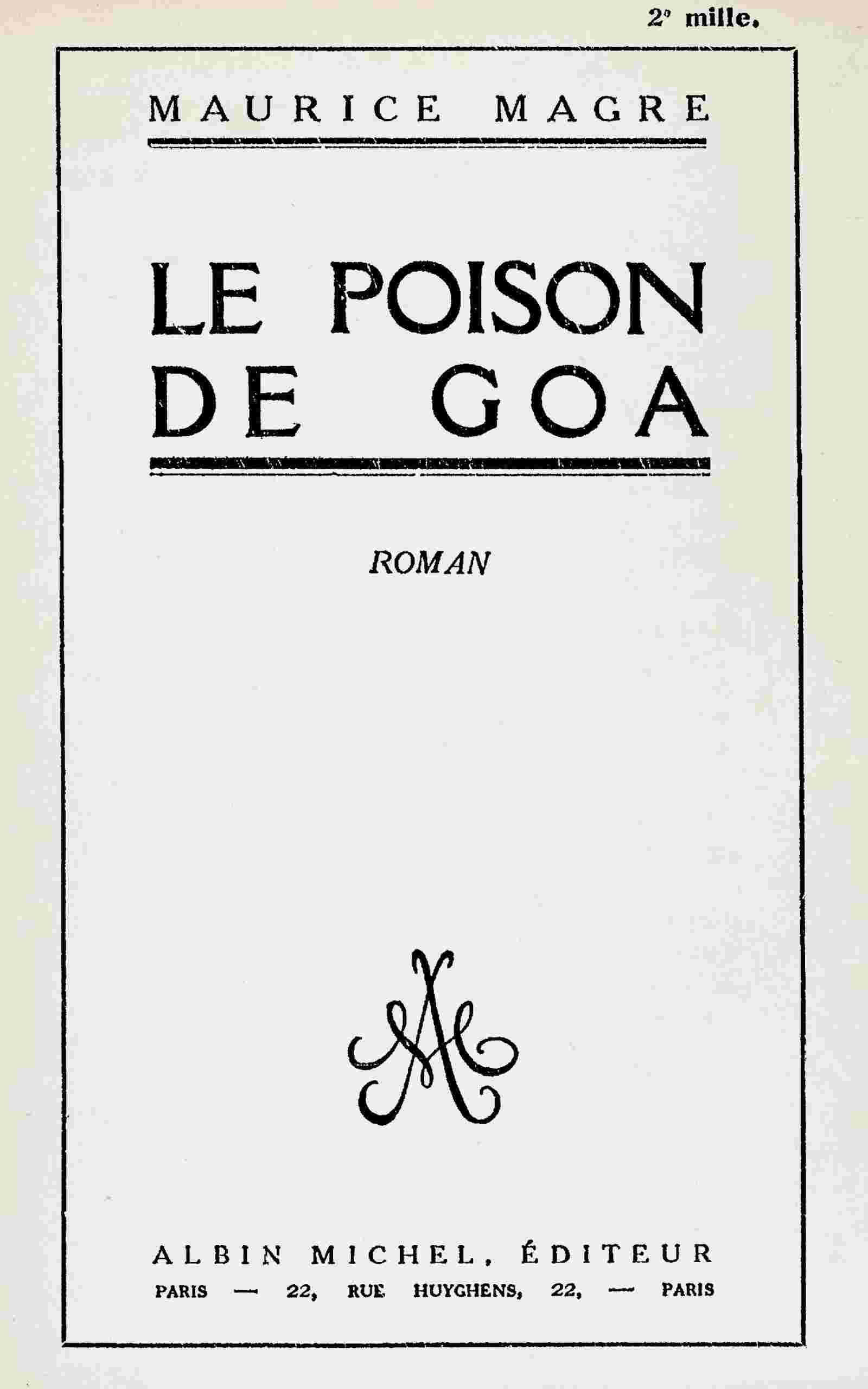 Le poison de Goa : roman cover