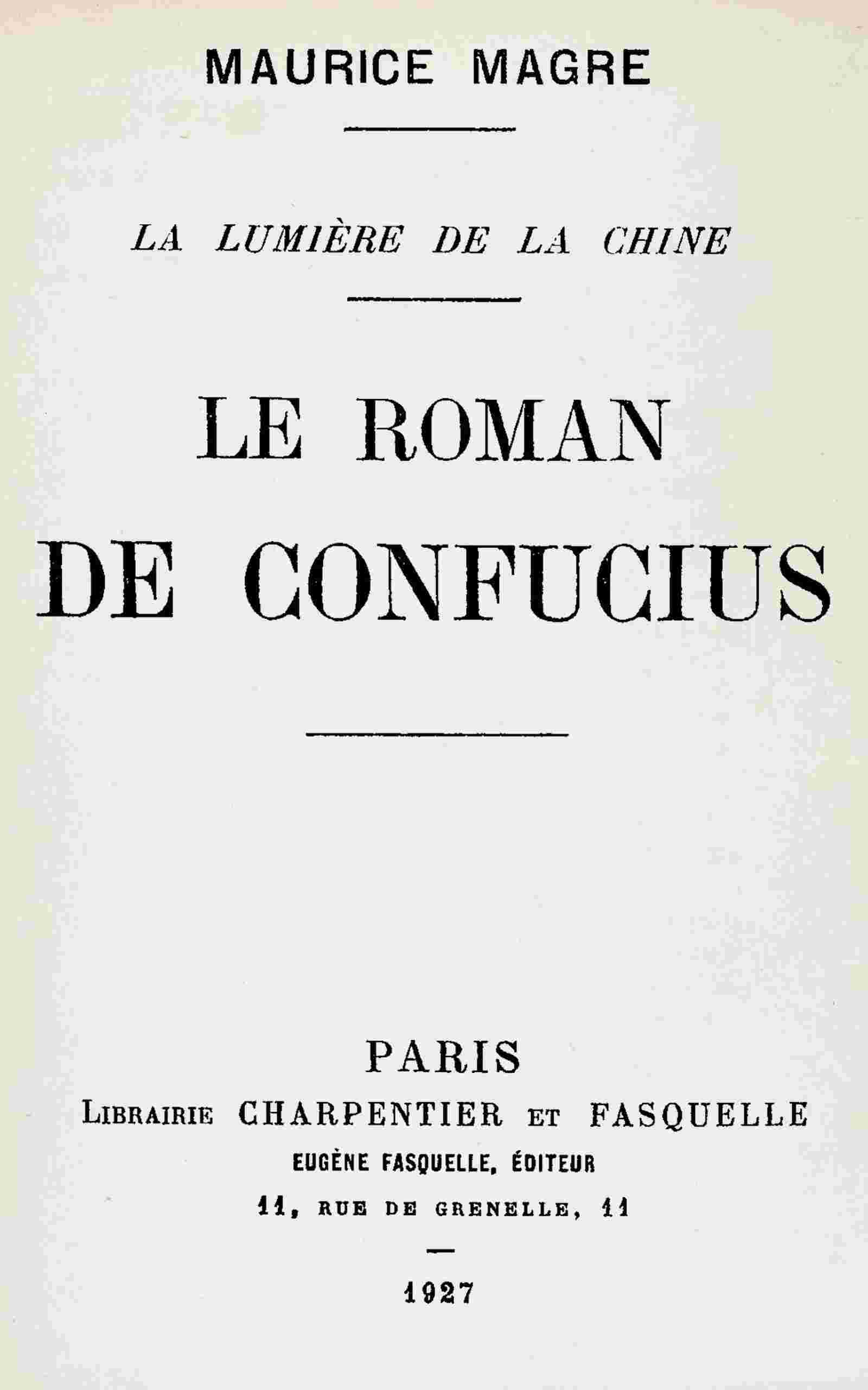 Le roman de Confucius cover