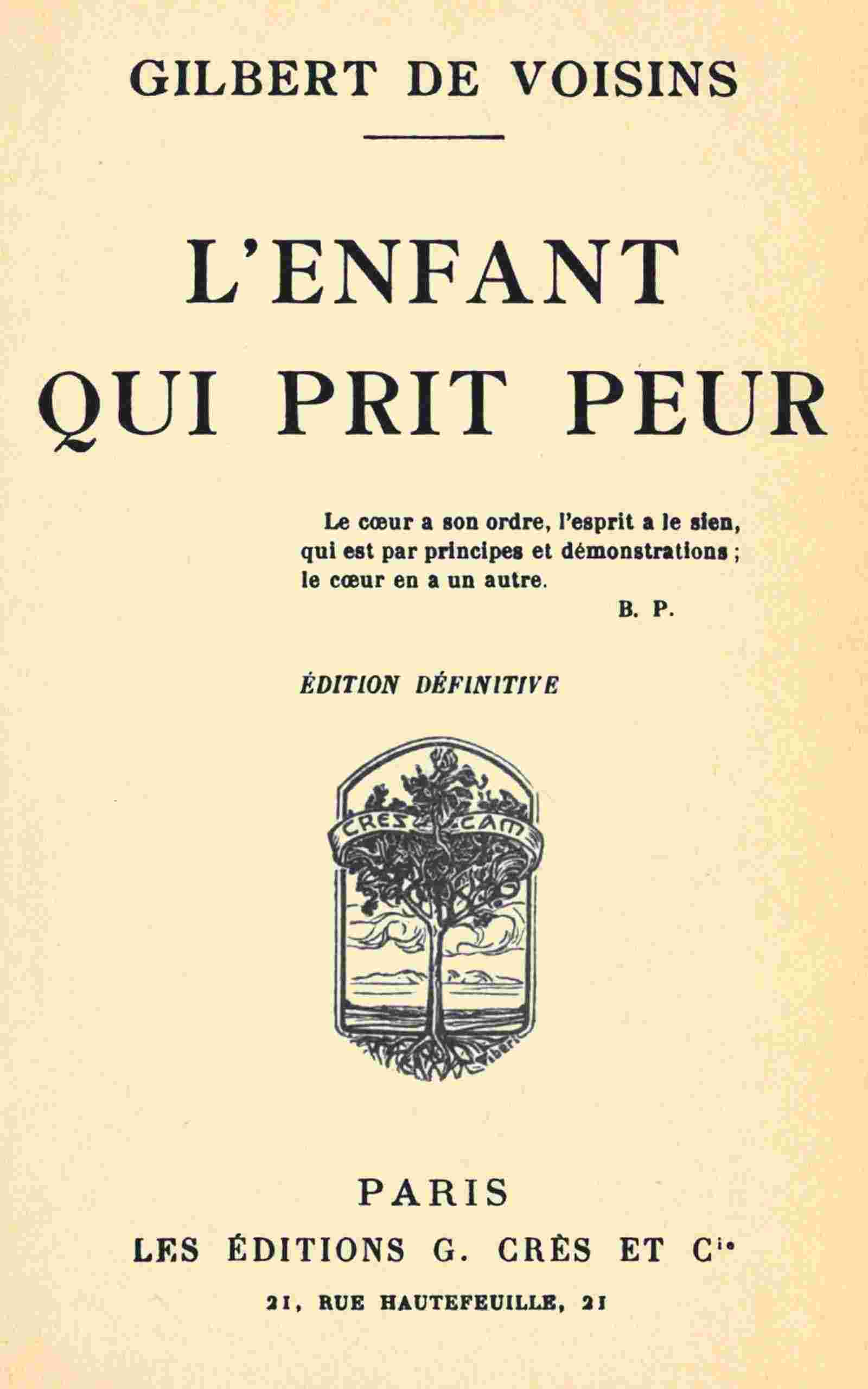 L'enfant qui prit peur cover