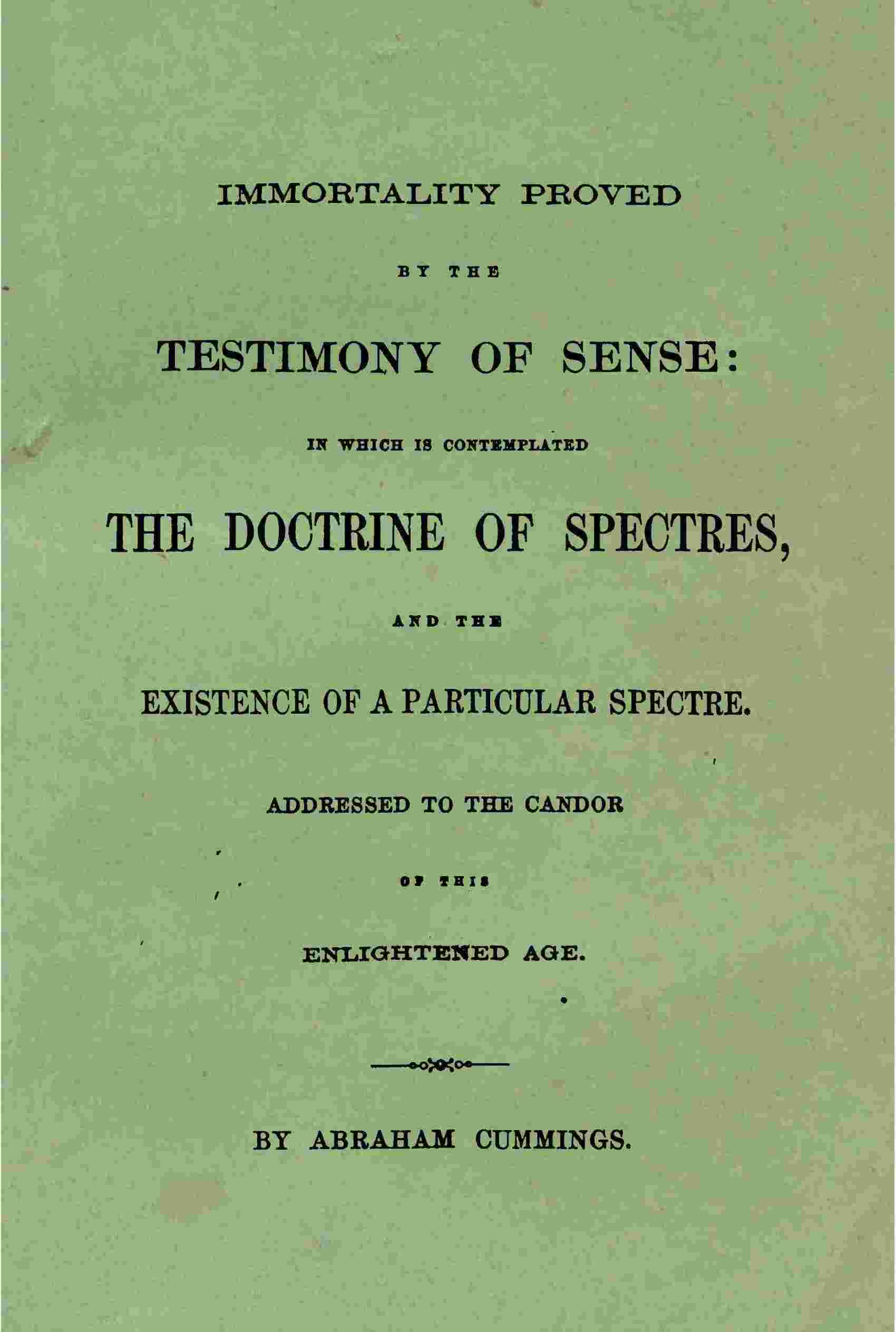 Immortality proved by the testimony of sense cover