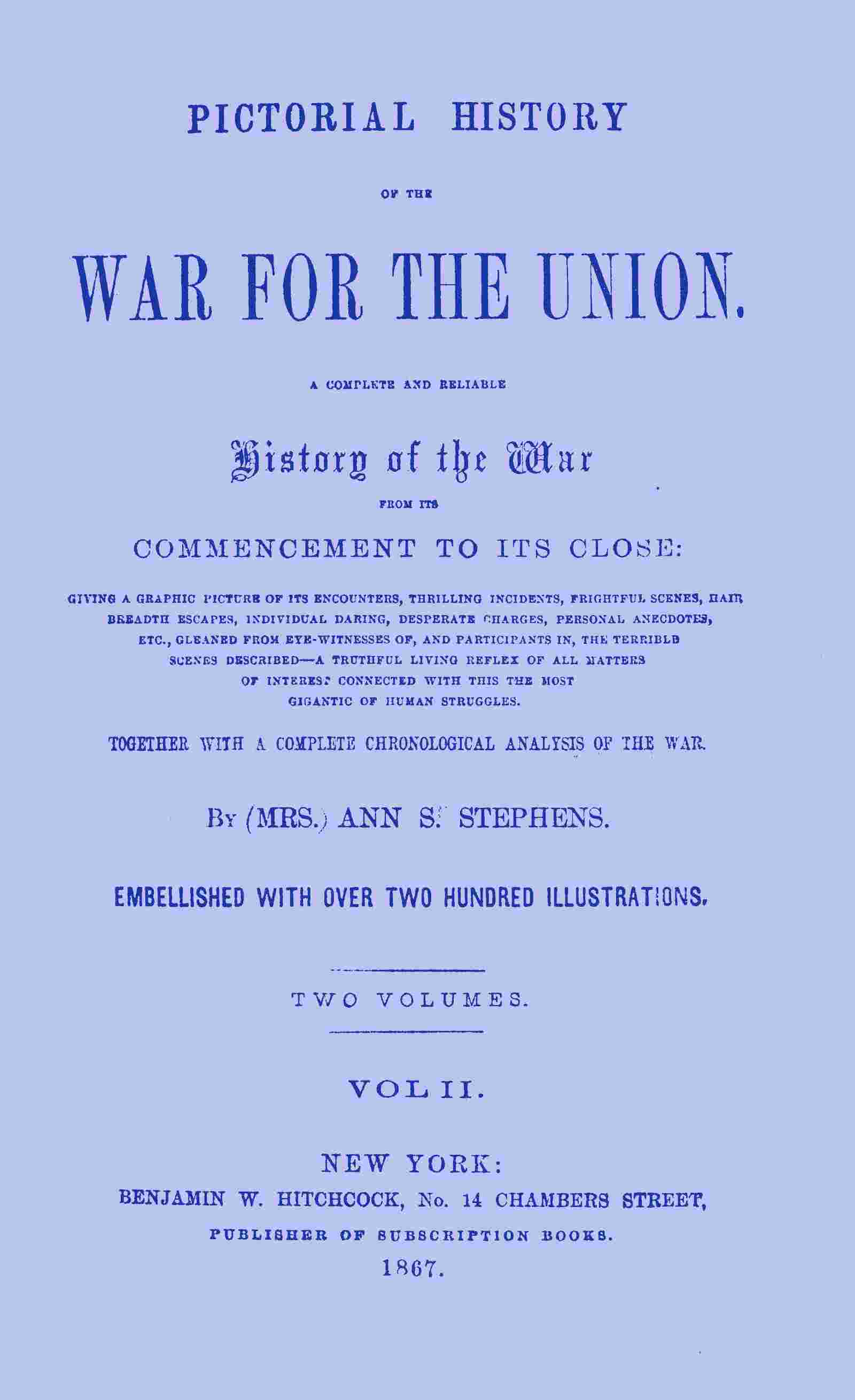 Pictorial history of the war for the Union, volume 2 (of 2) cover