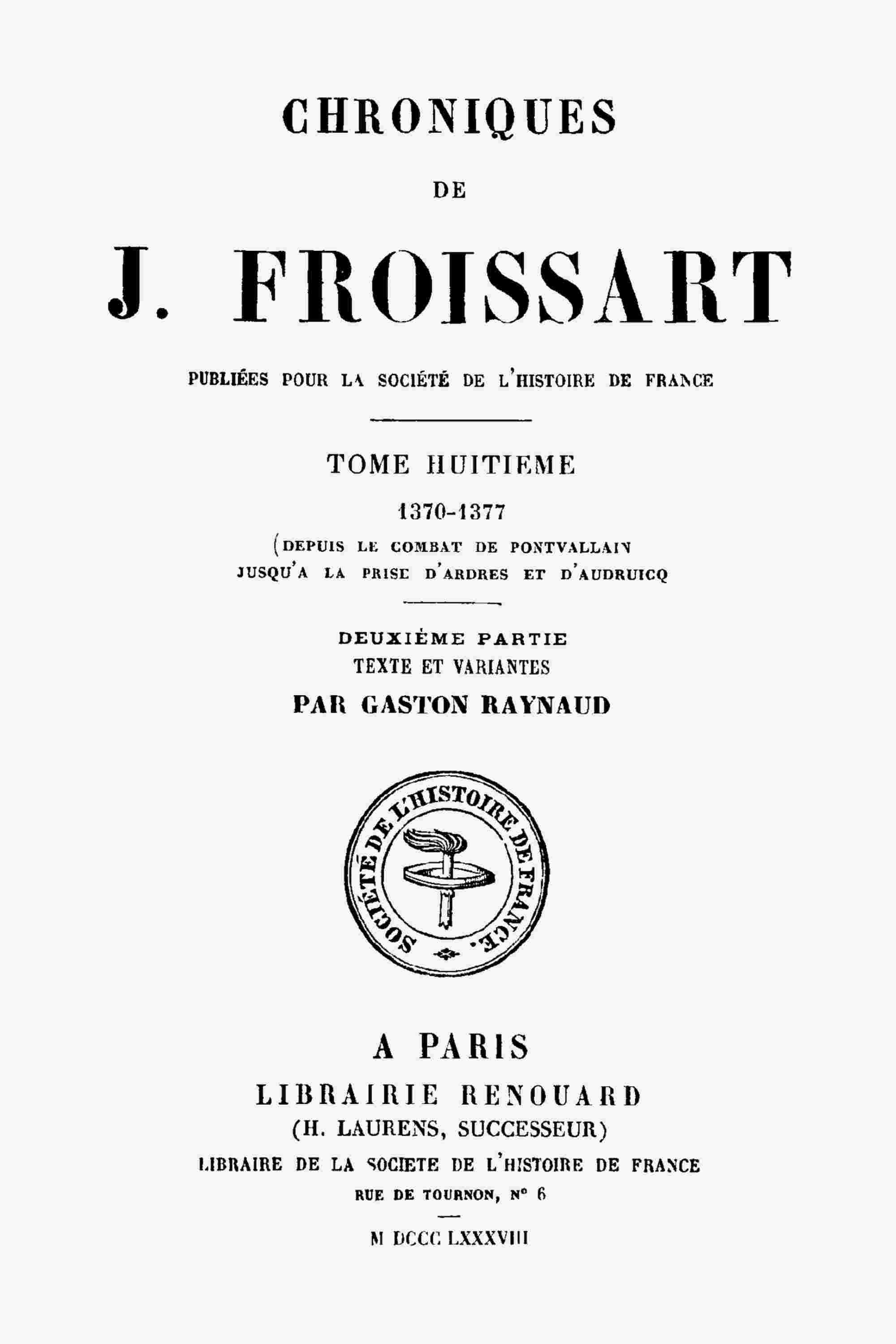 Chroniques de J. Froissart, tome 8.2 cover