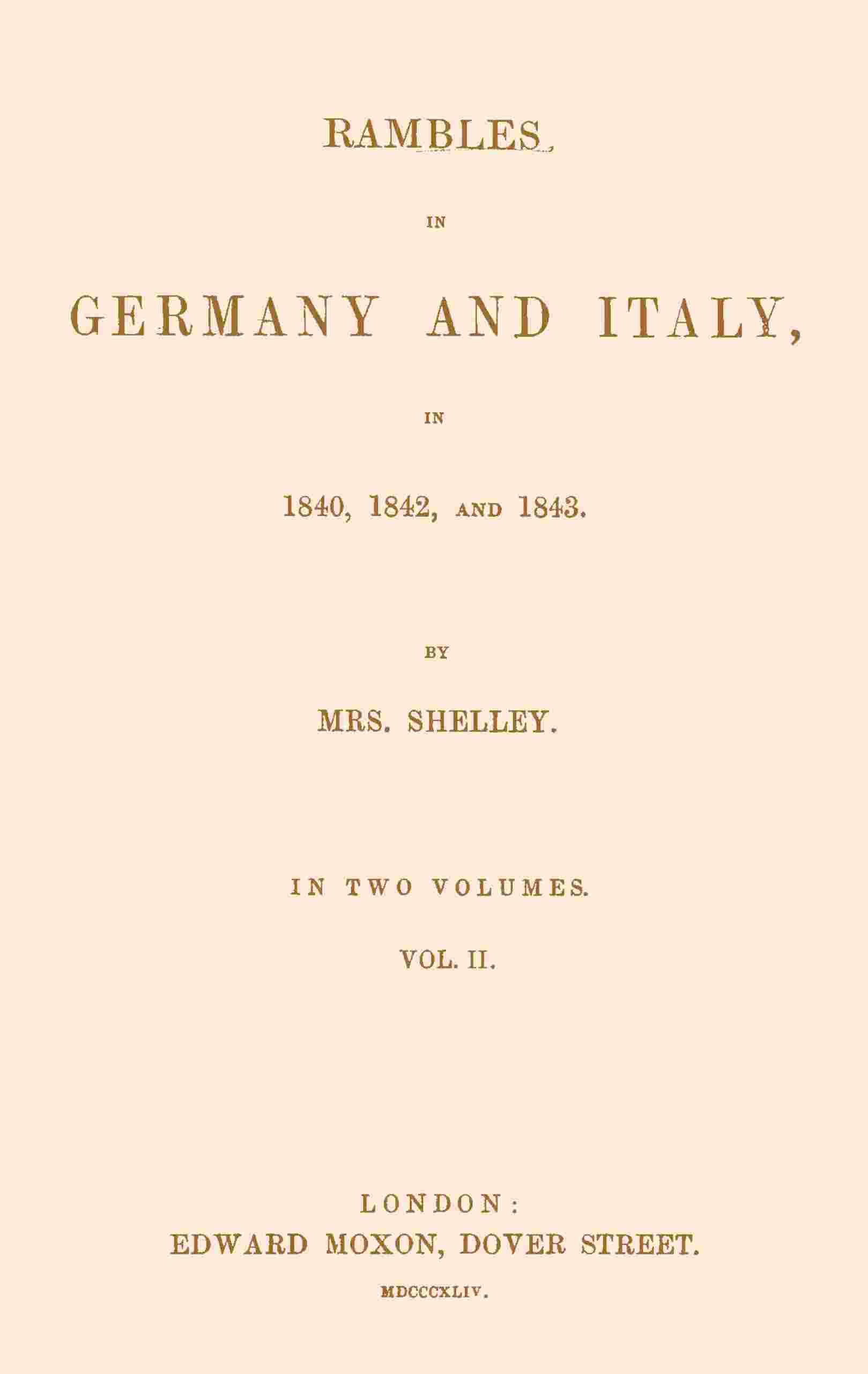 Rambles in Germany and Italy in 1840, 1842, and 1843, vol. 2 of 2 cover