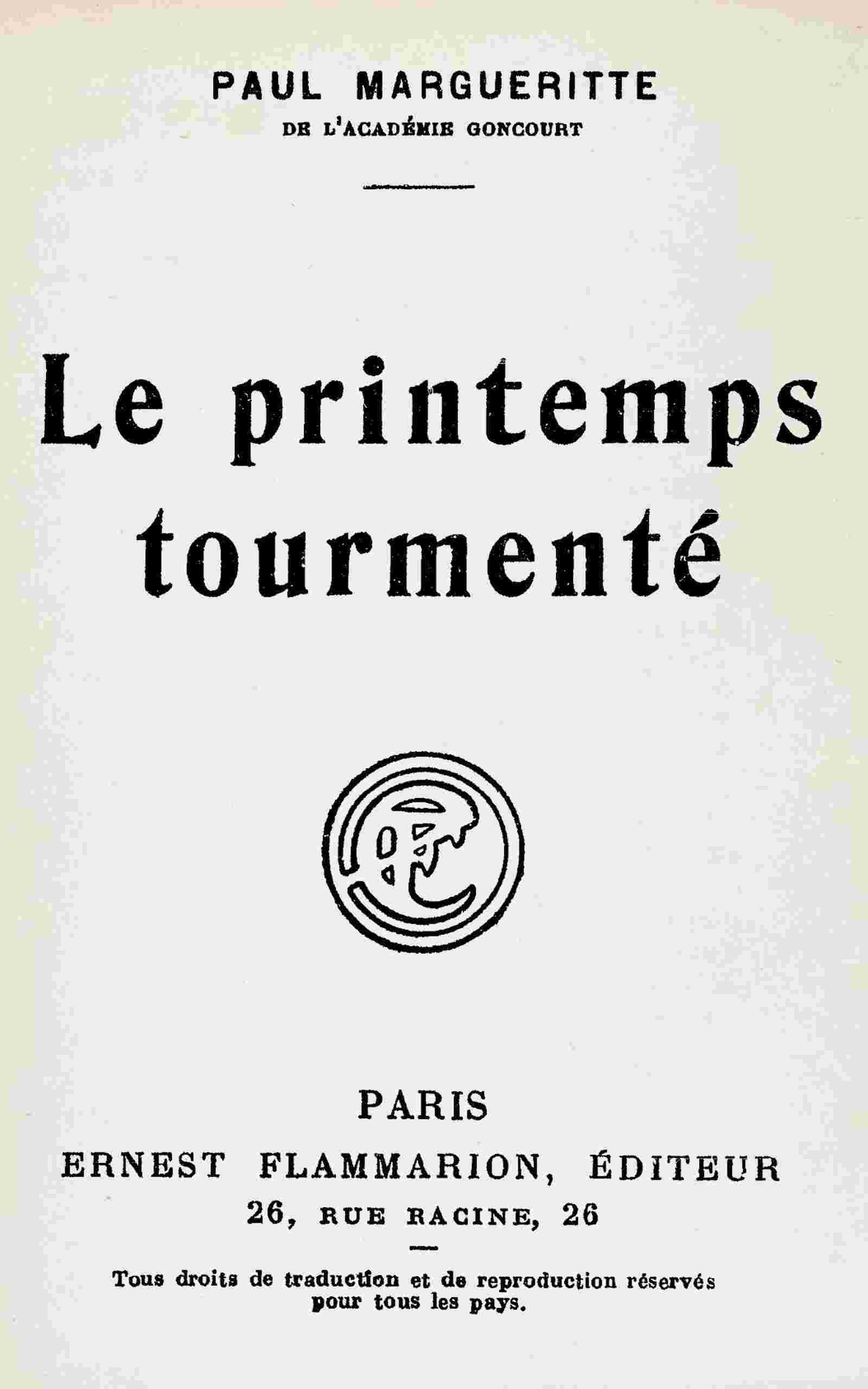 Le printemps tourmenté cover