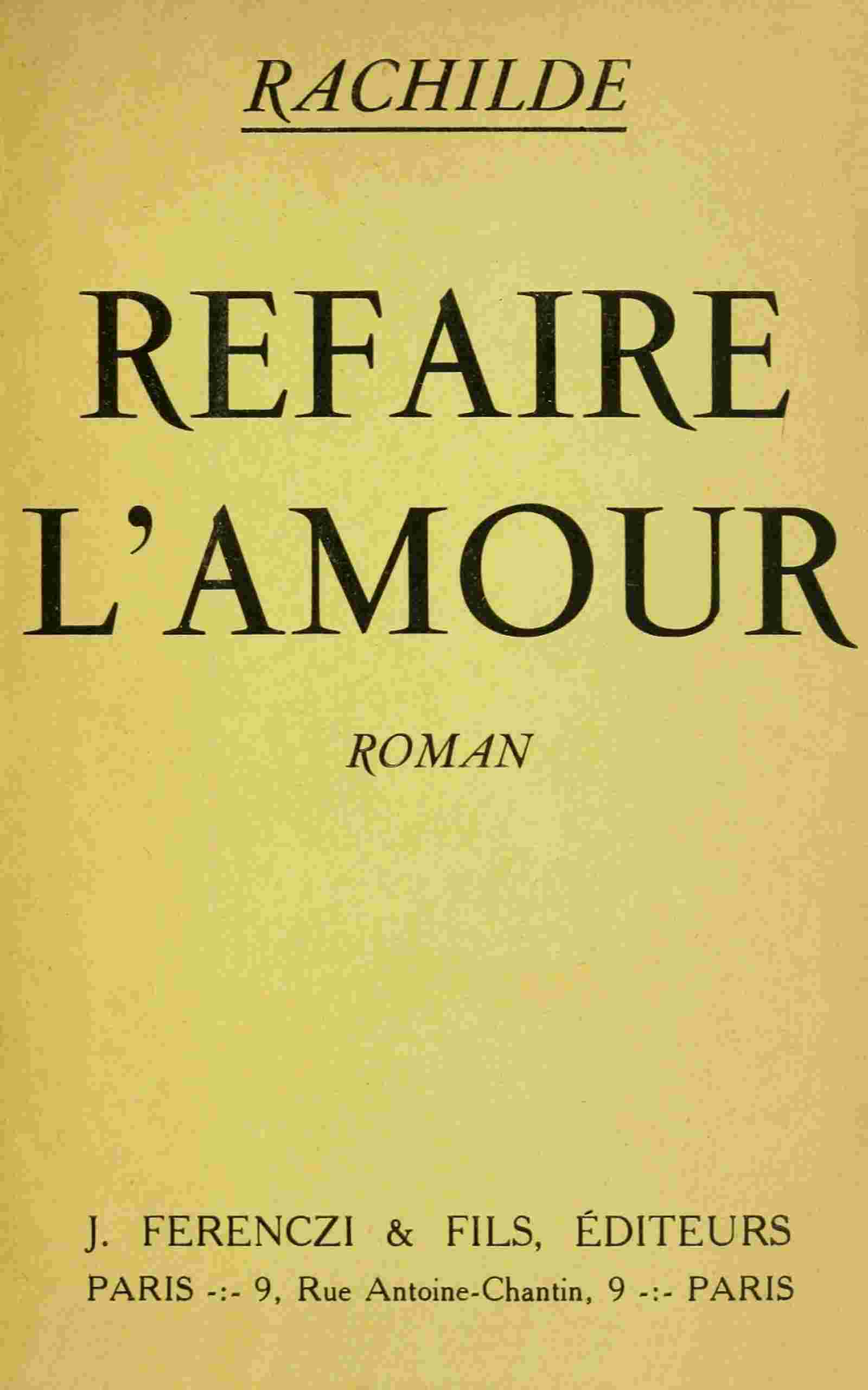 Refaire l'amour cover