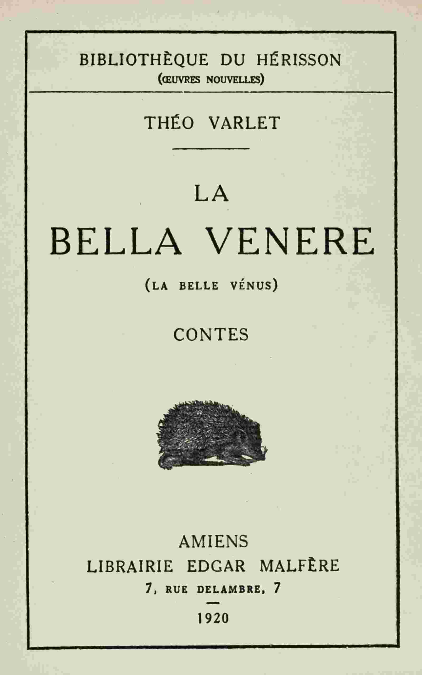 La Bella Venere (La Belle Vénus) cover