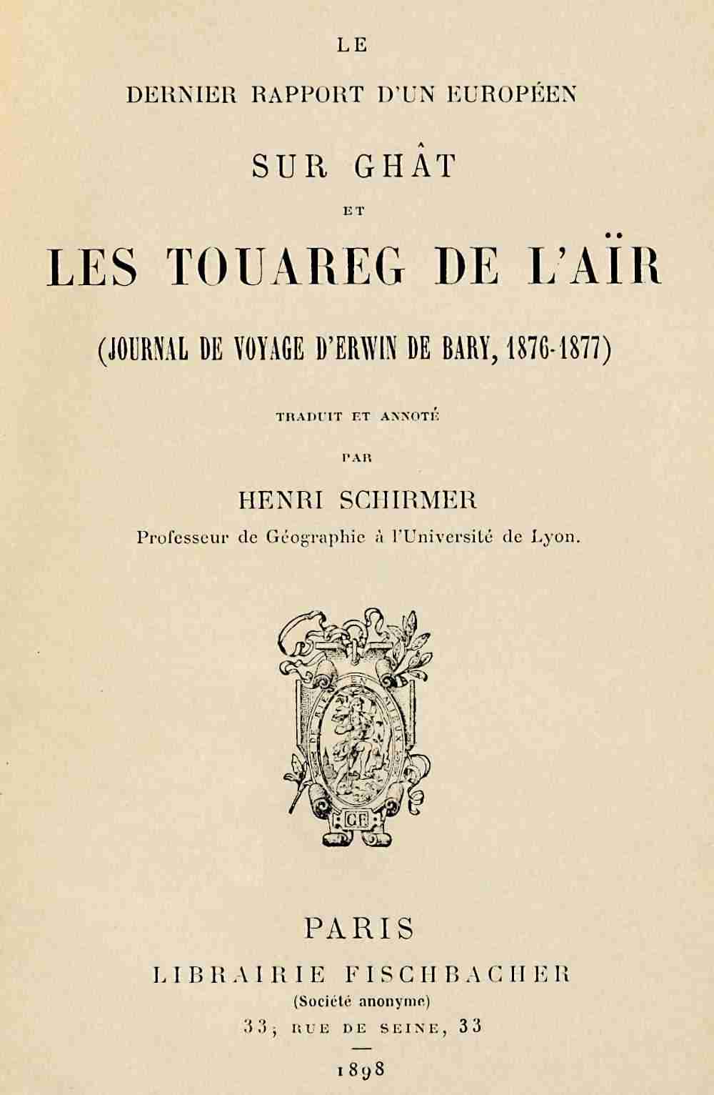 Le dernier rapport d'un Européen sur Ghât et les Touareg de l'Aïr cover