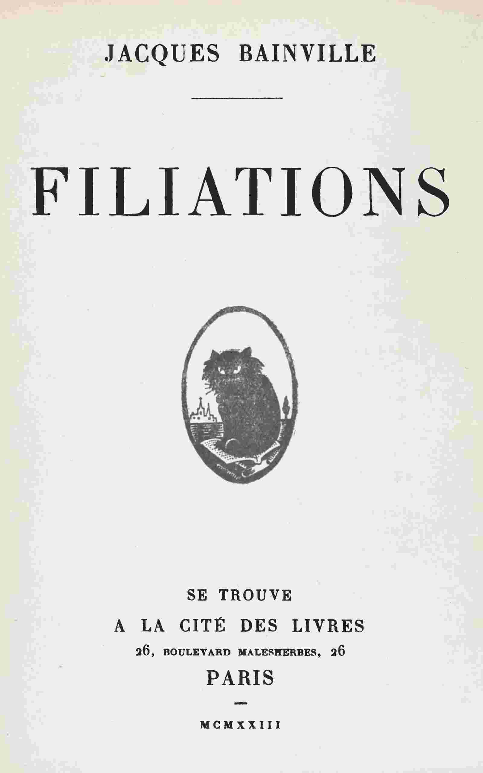 Filiations cover