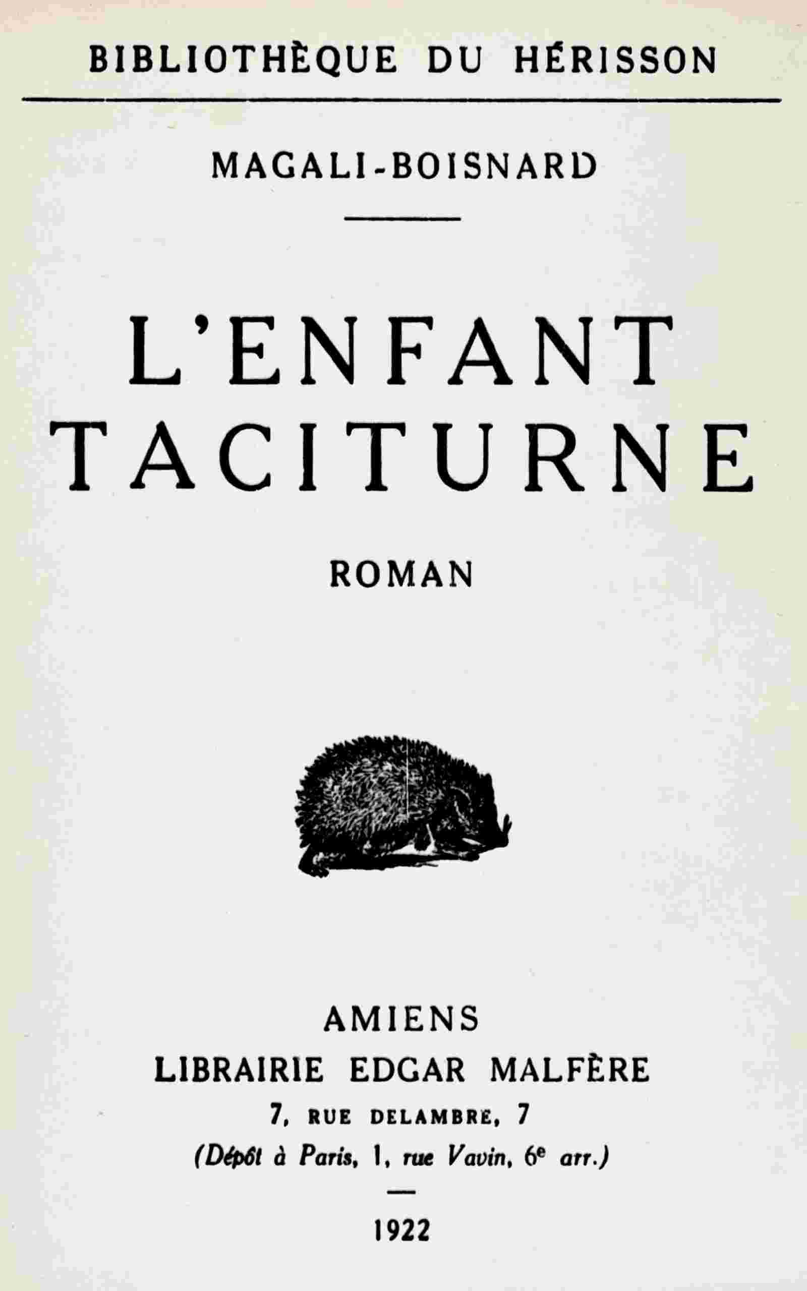 L'enfant taciturne cover