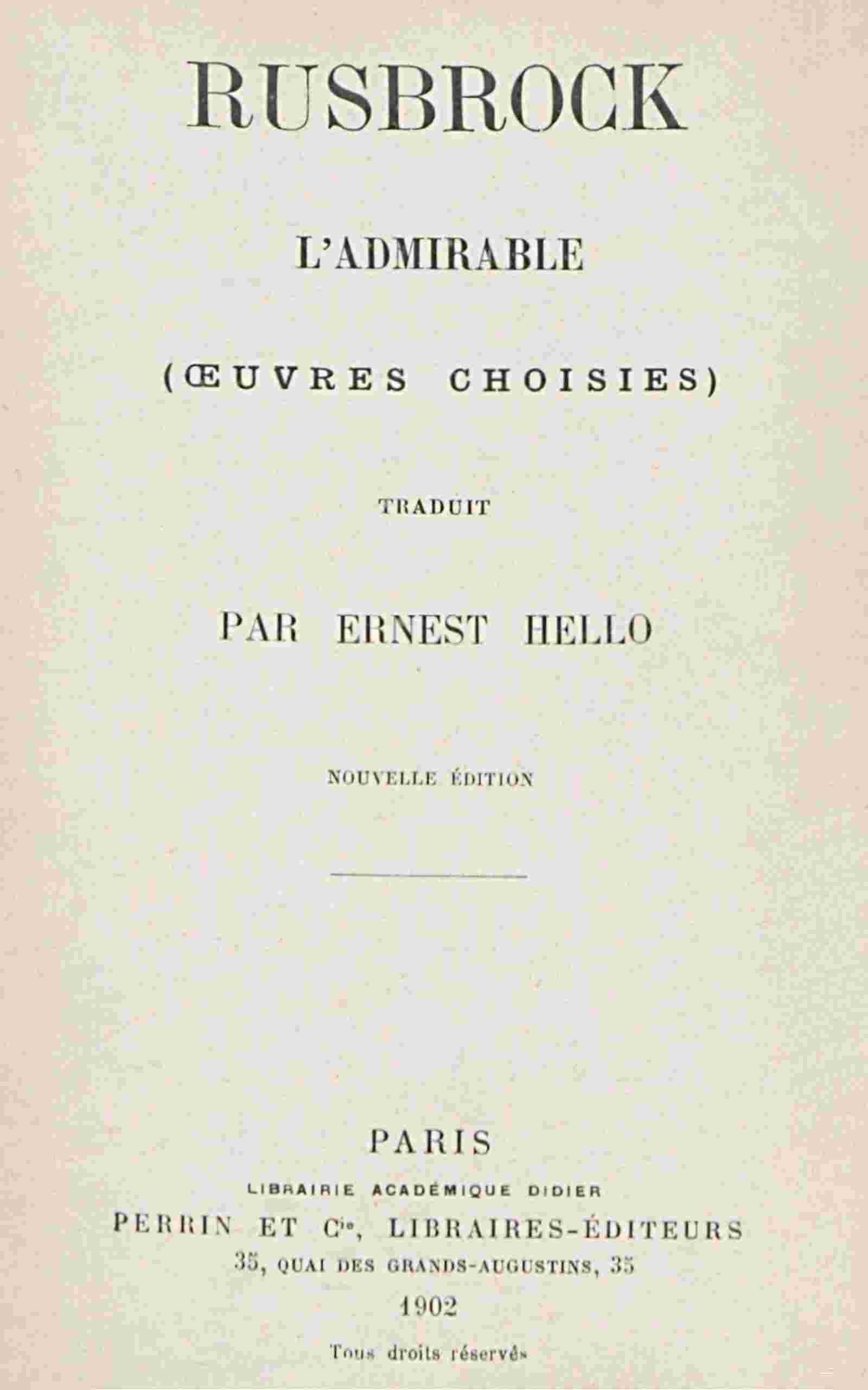 Rusbrock l'Admirable (œuvres choisies) cover