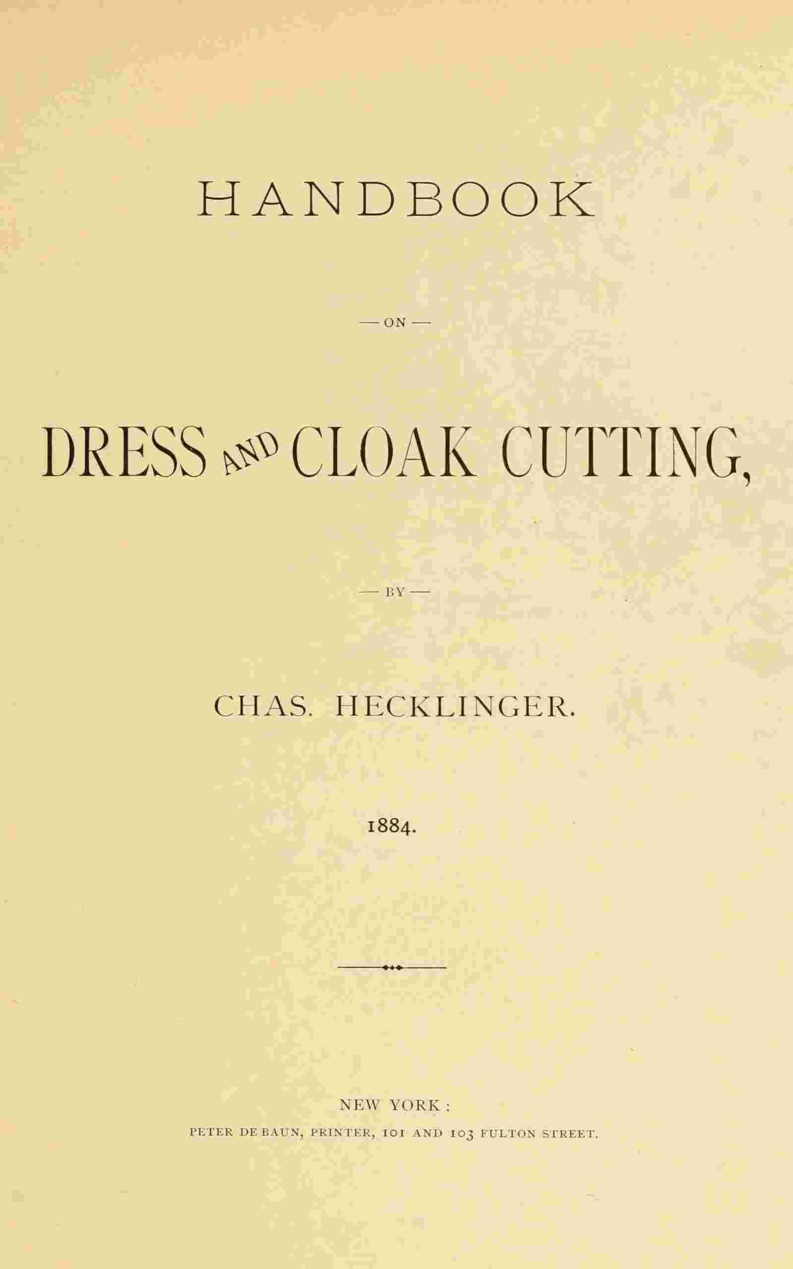 Handbook on dress and cloak cutting cover