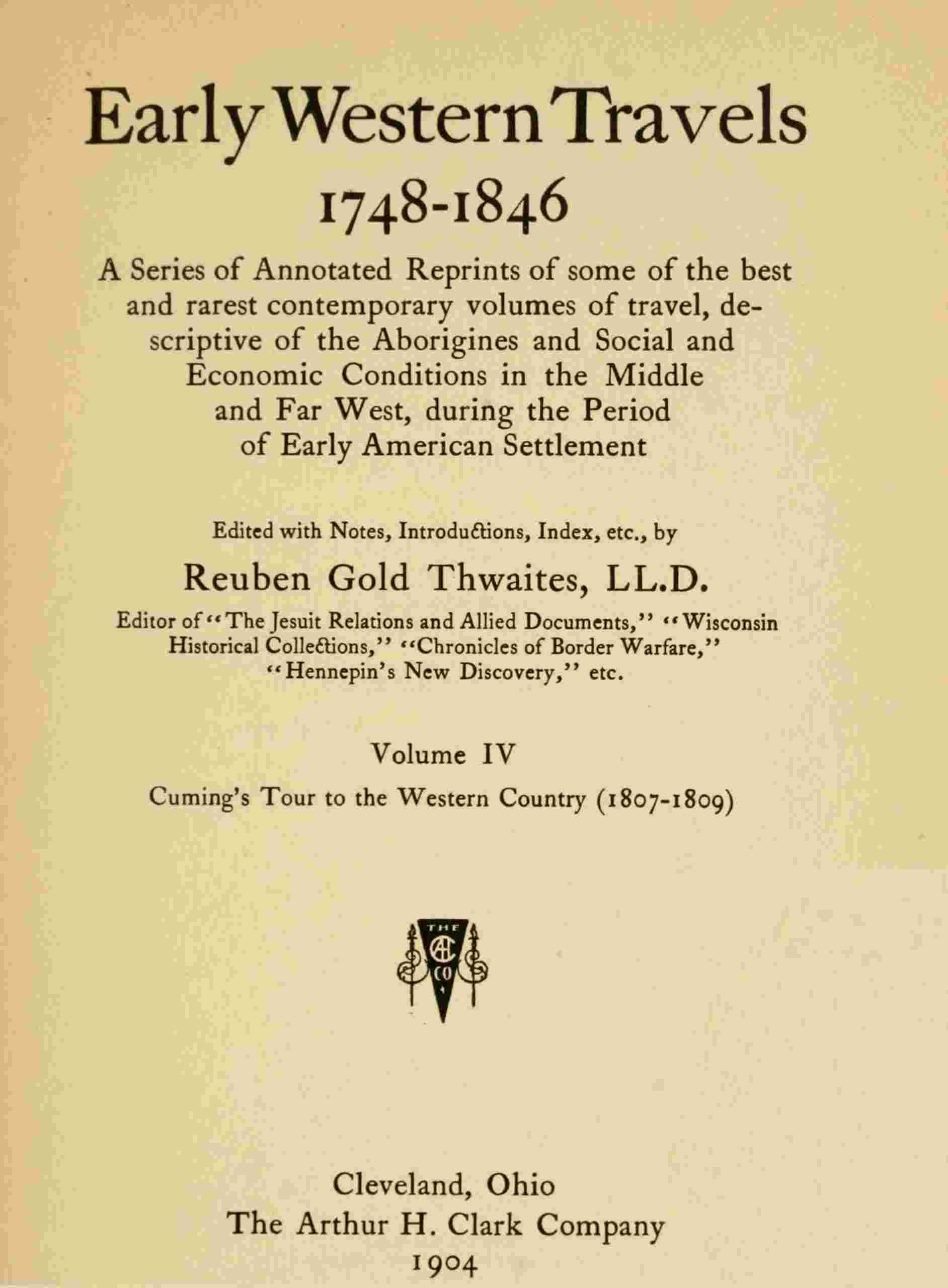 Cuming's tour to the western country (1807-1809) cover