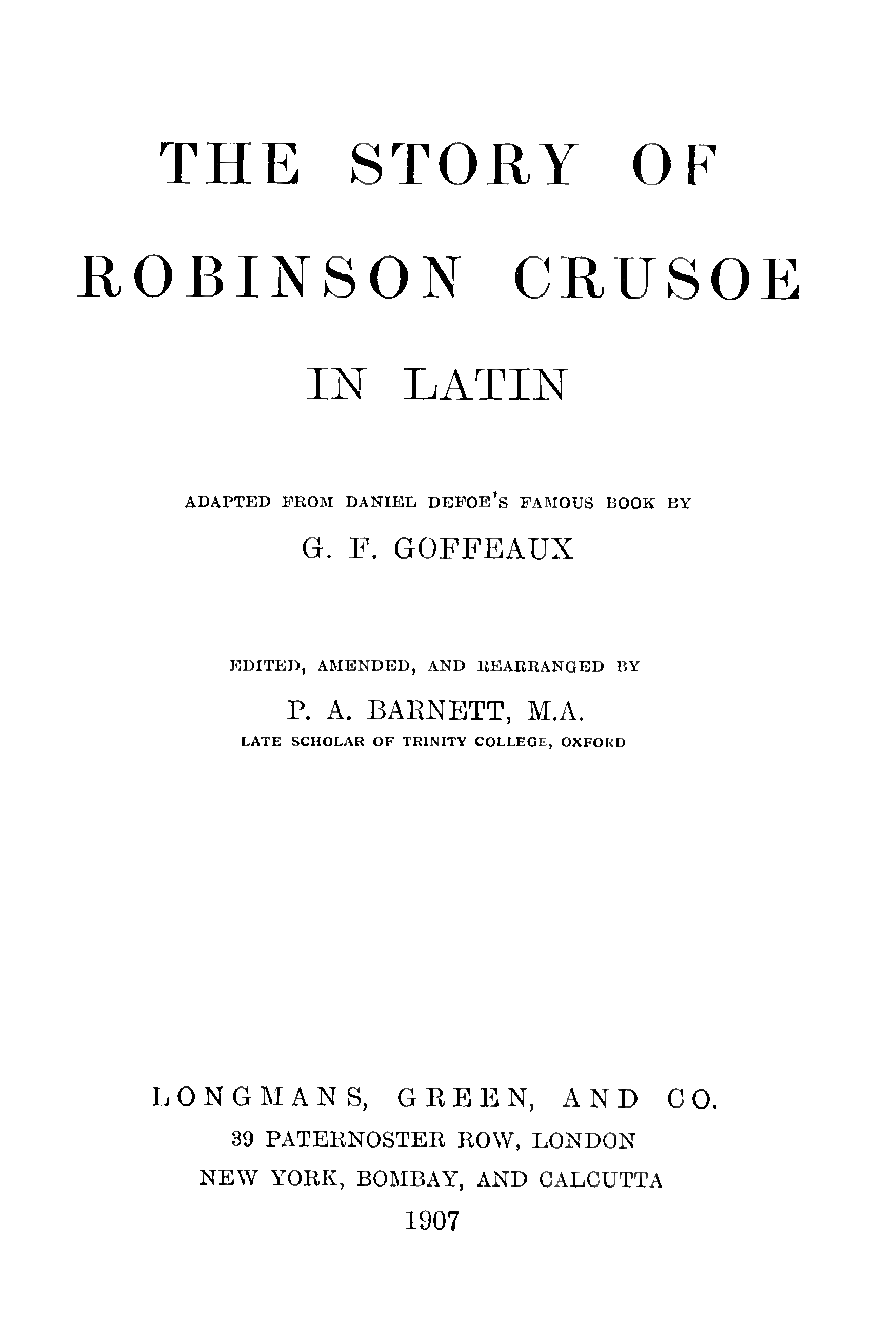 The story of Robinson Crusoe in Latin cover
