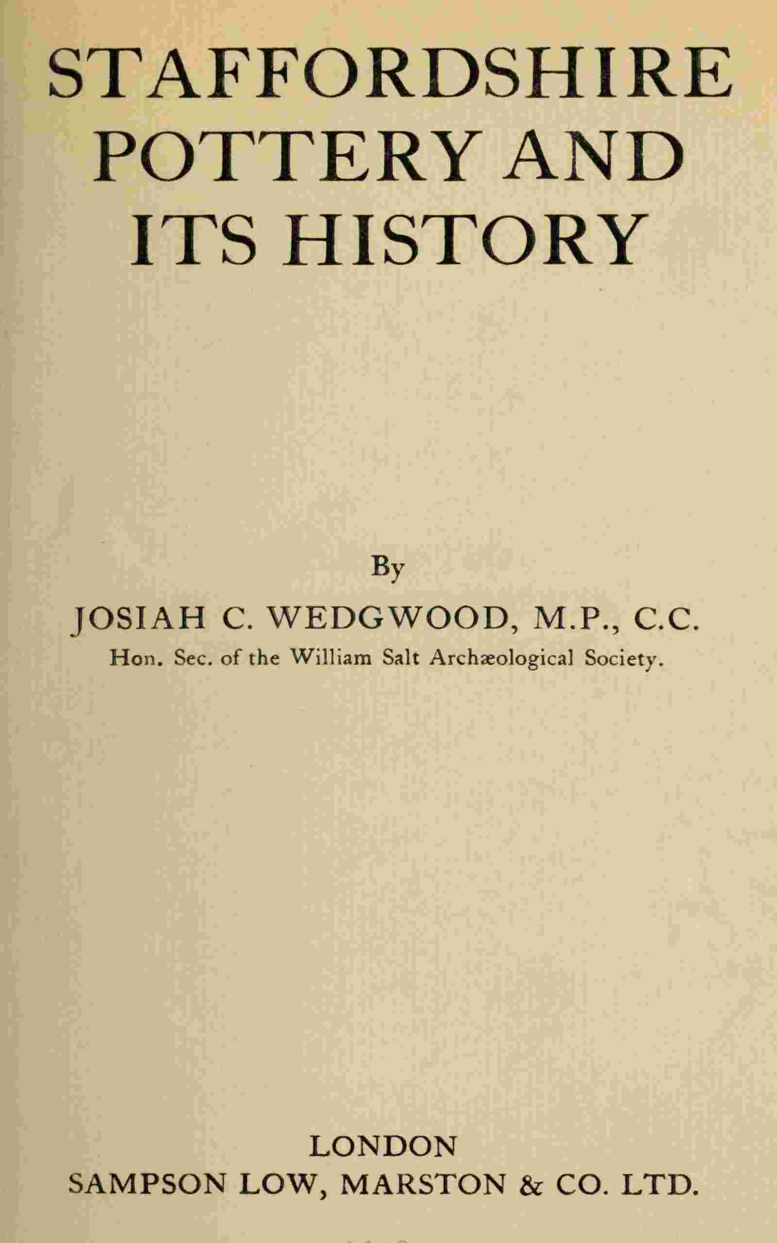 Staffordshire pottery and its history cover