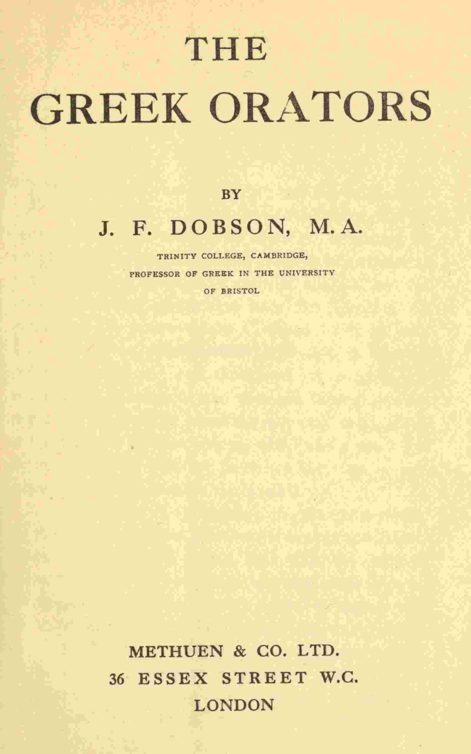 The Greek orators cover