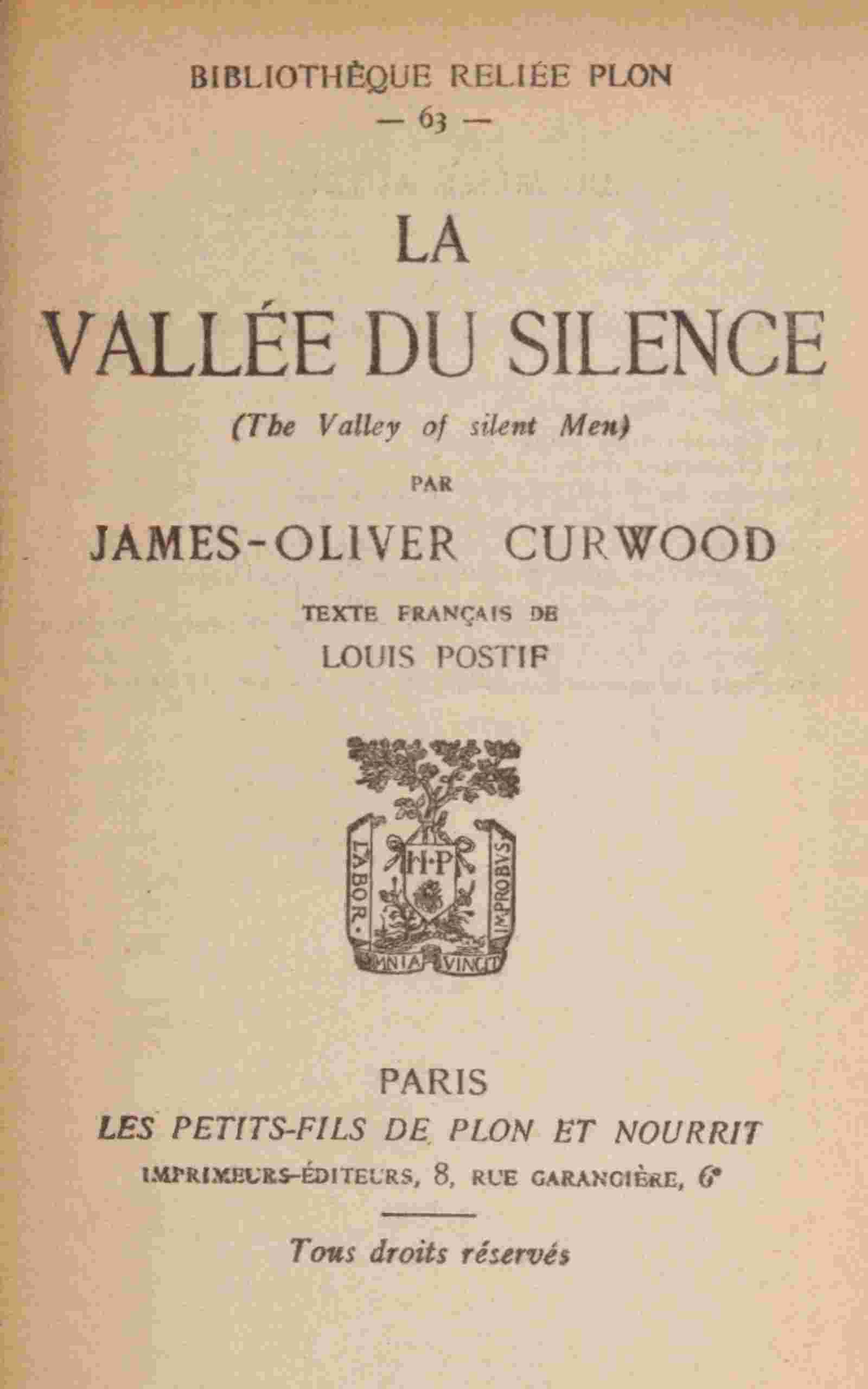 La Vallée du Silence cover