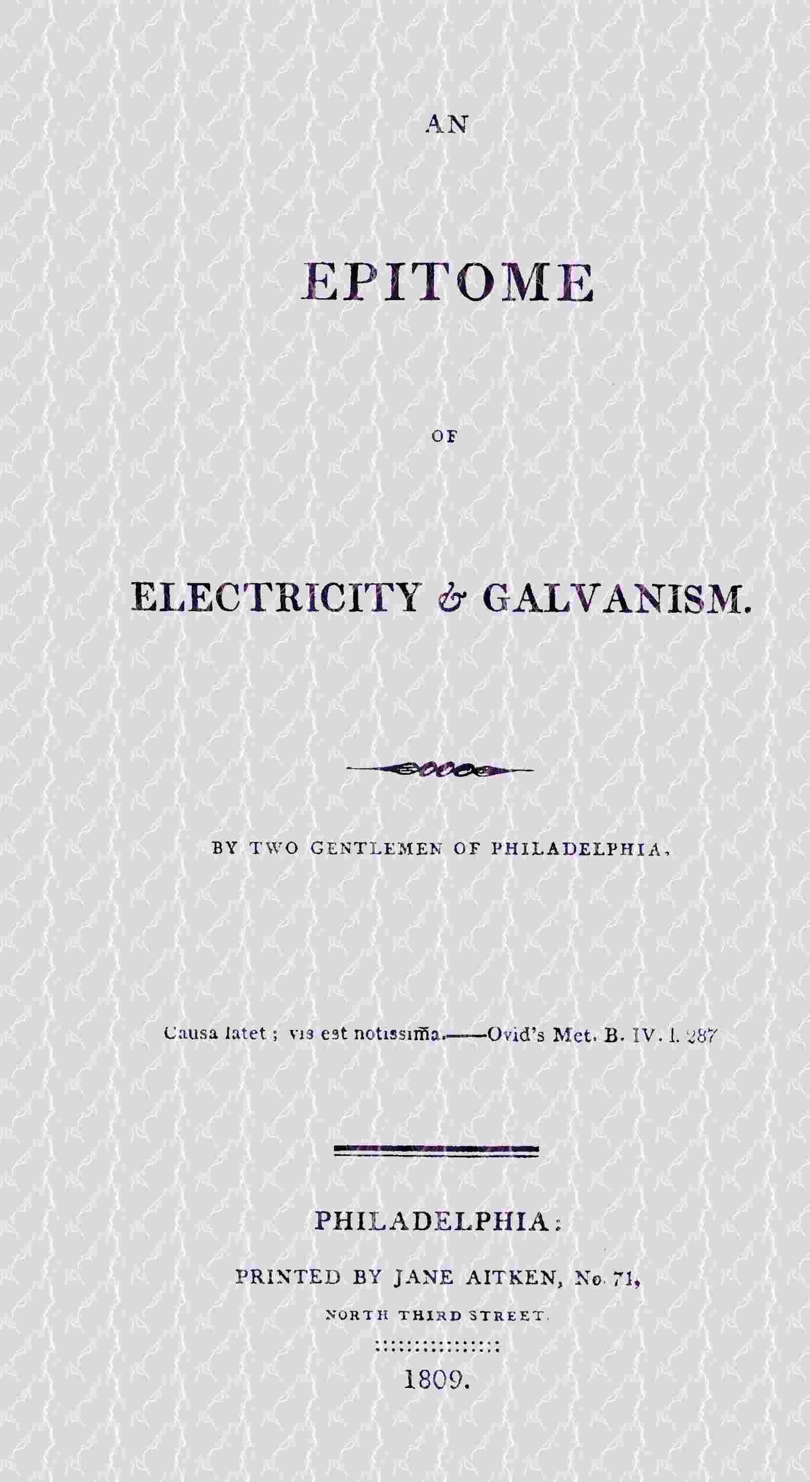 An epitome of electricity & galvanism cover
