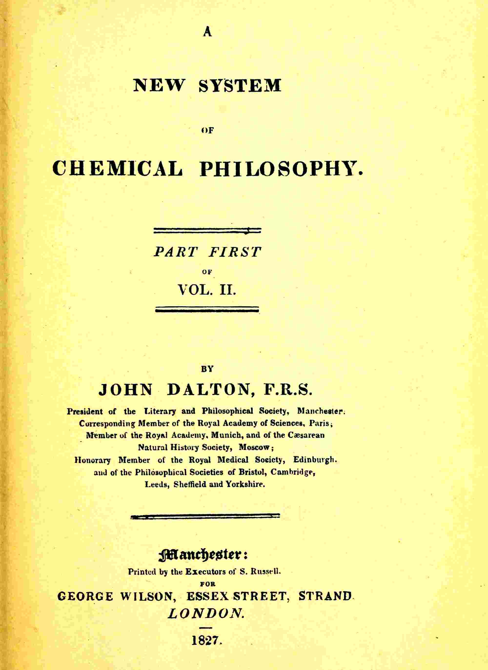 A new system of chemical philosophy, Volume 2, Part 1 cover