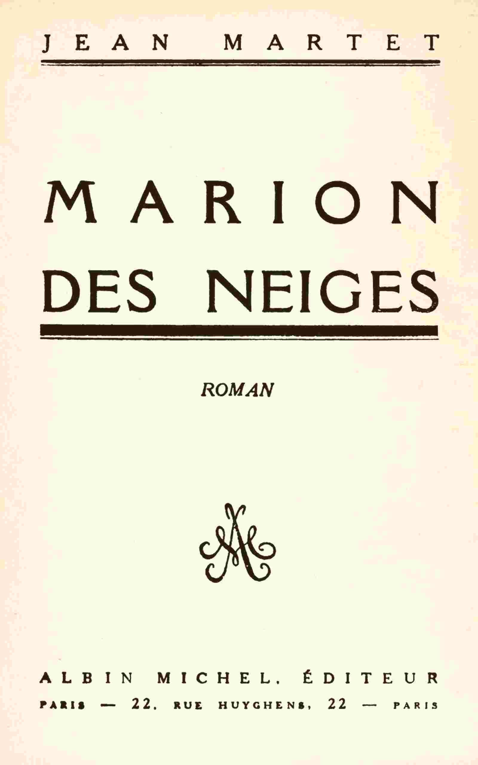 Marion des neiges cover