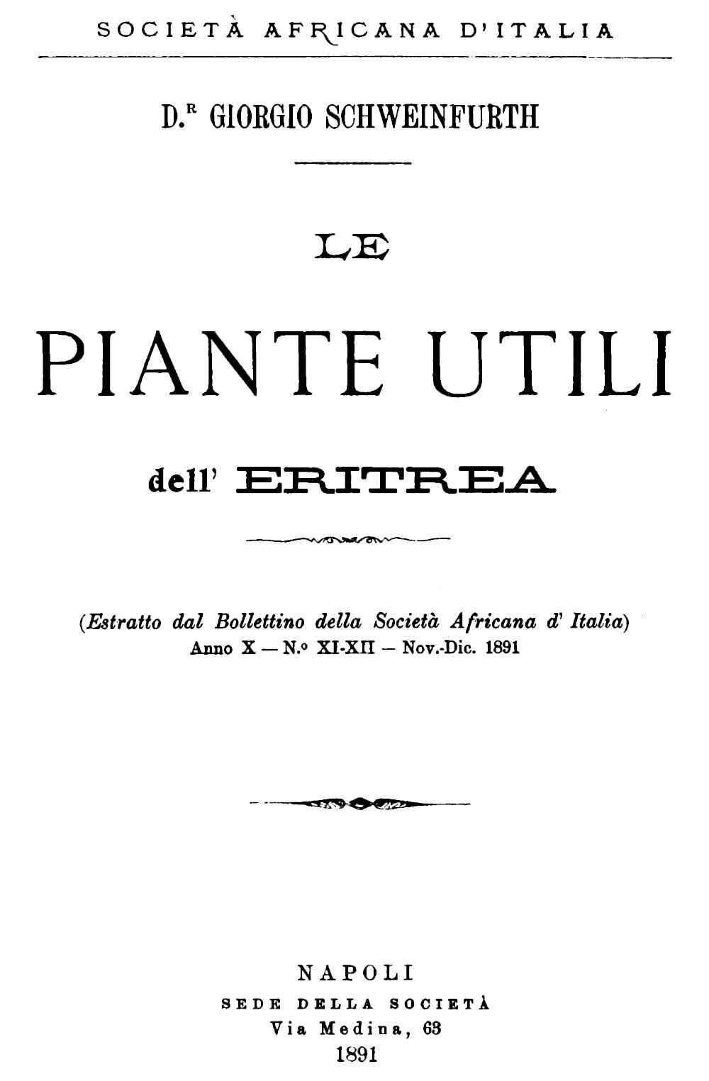 Le piante utili dell' Eritrea cover