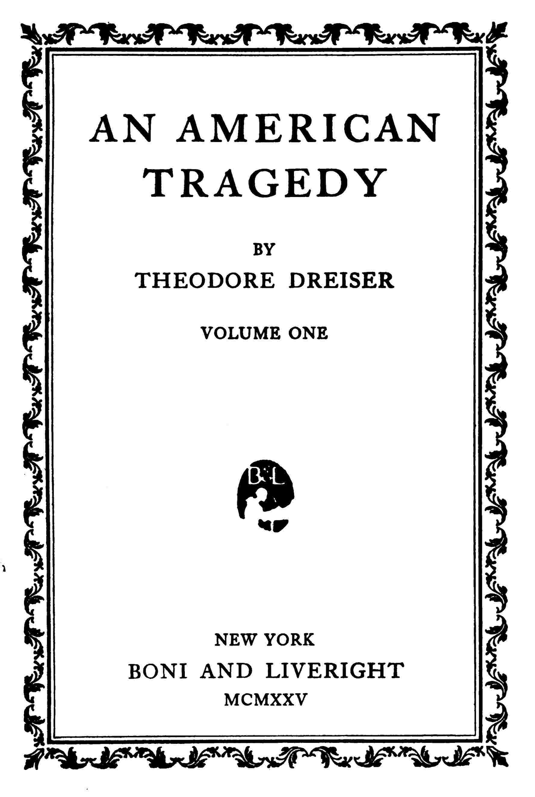 An American tragedy, v. 1 cover