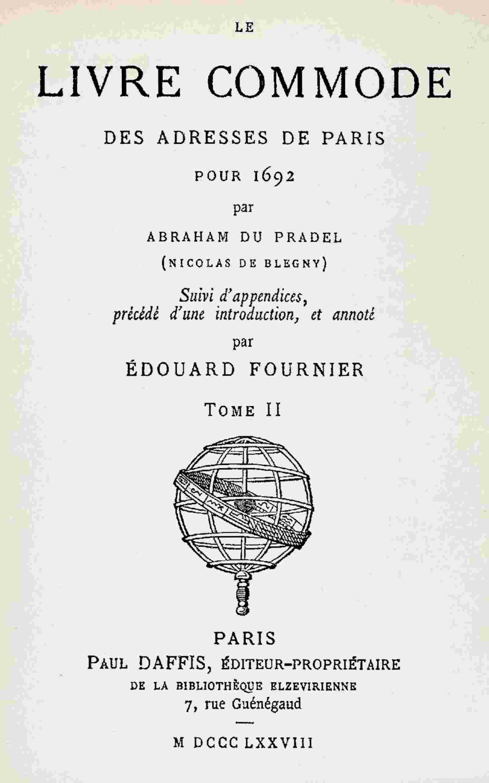 Le livre commode des adresses de Paris pour 1692, tome 2/2 cover