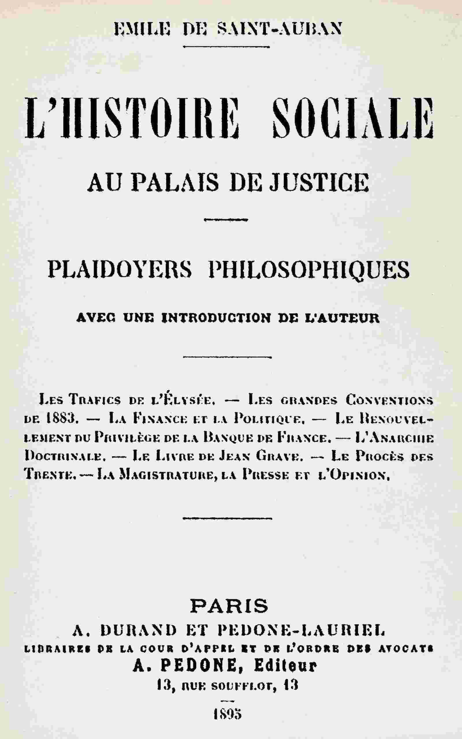 L'histoire sociale au Palais de justice. Plaidoyers philosophiques cover