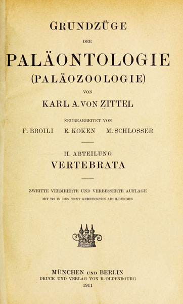 Grundzüge der Paläontologie (Paläozoologie). 2. Abteilung: Vertebrata. cover